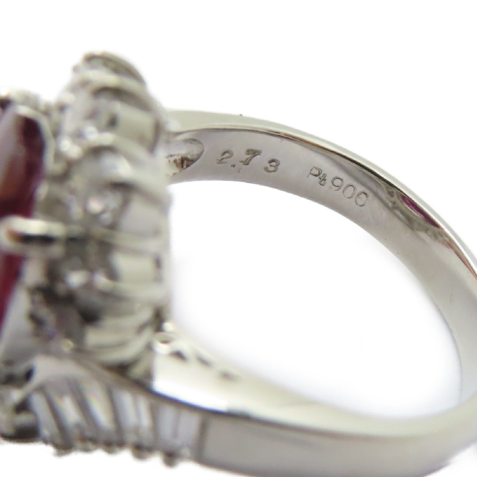 JEWELRY PT900鉑金Ruby Diamond Ring 2.73ct紅寶石/1.06ct鑽石戒指US#5.25