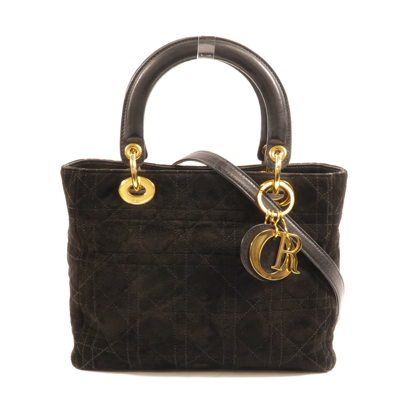 Dior 麂皮皮革Vintage Lady Dior Medium手挽肩背兩用袋