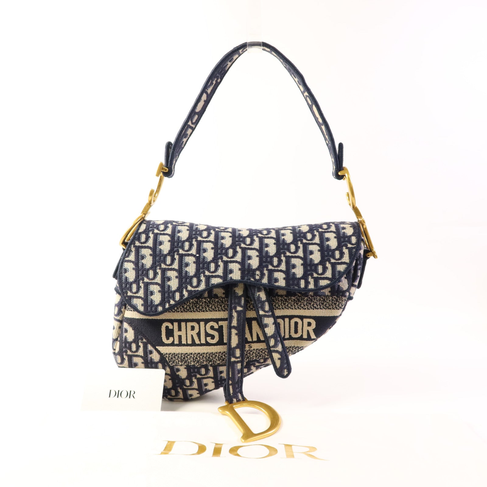 Dior 帆布Saddle Bag金扣手挽袋