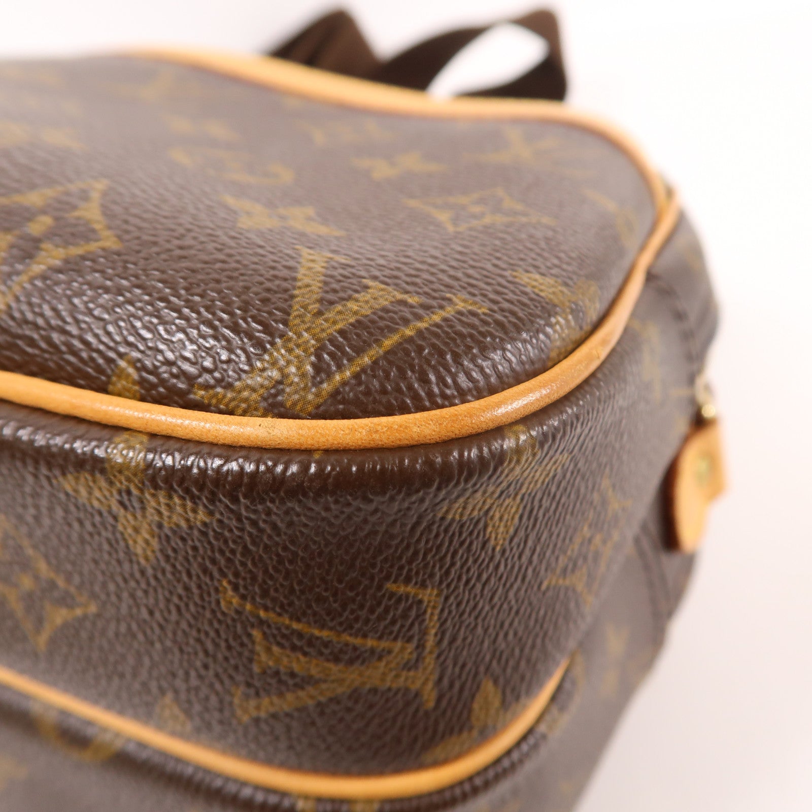 LOUIS VUITTON Monogram Reporter PM金扣肩背袋棕色