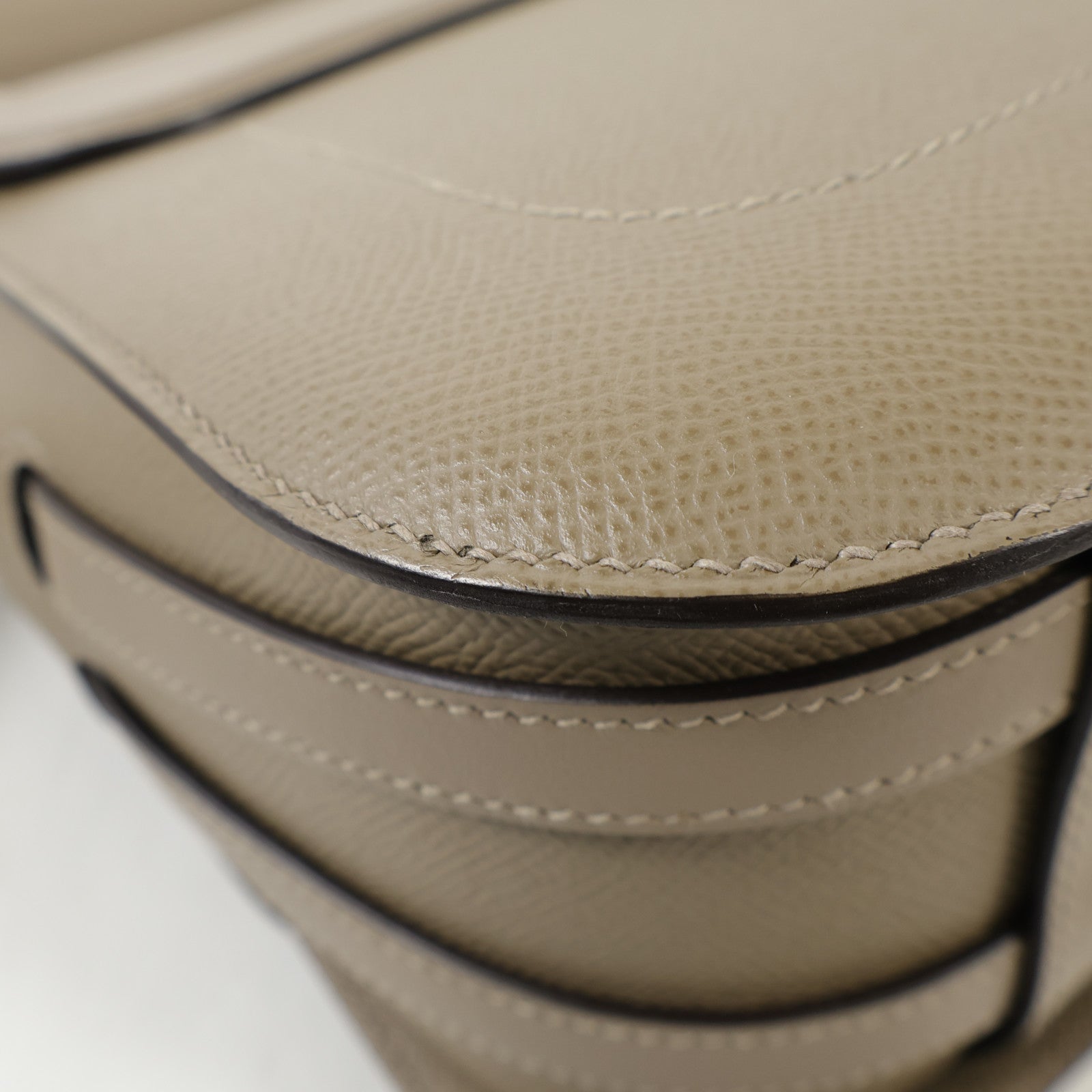 HERMES Epsom/Swift皮革Harnais銀扣肩背袋Etoupe