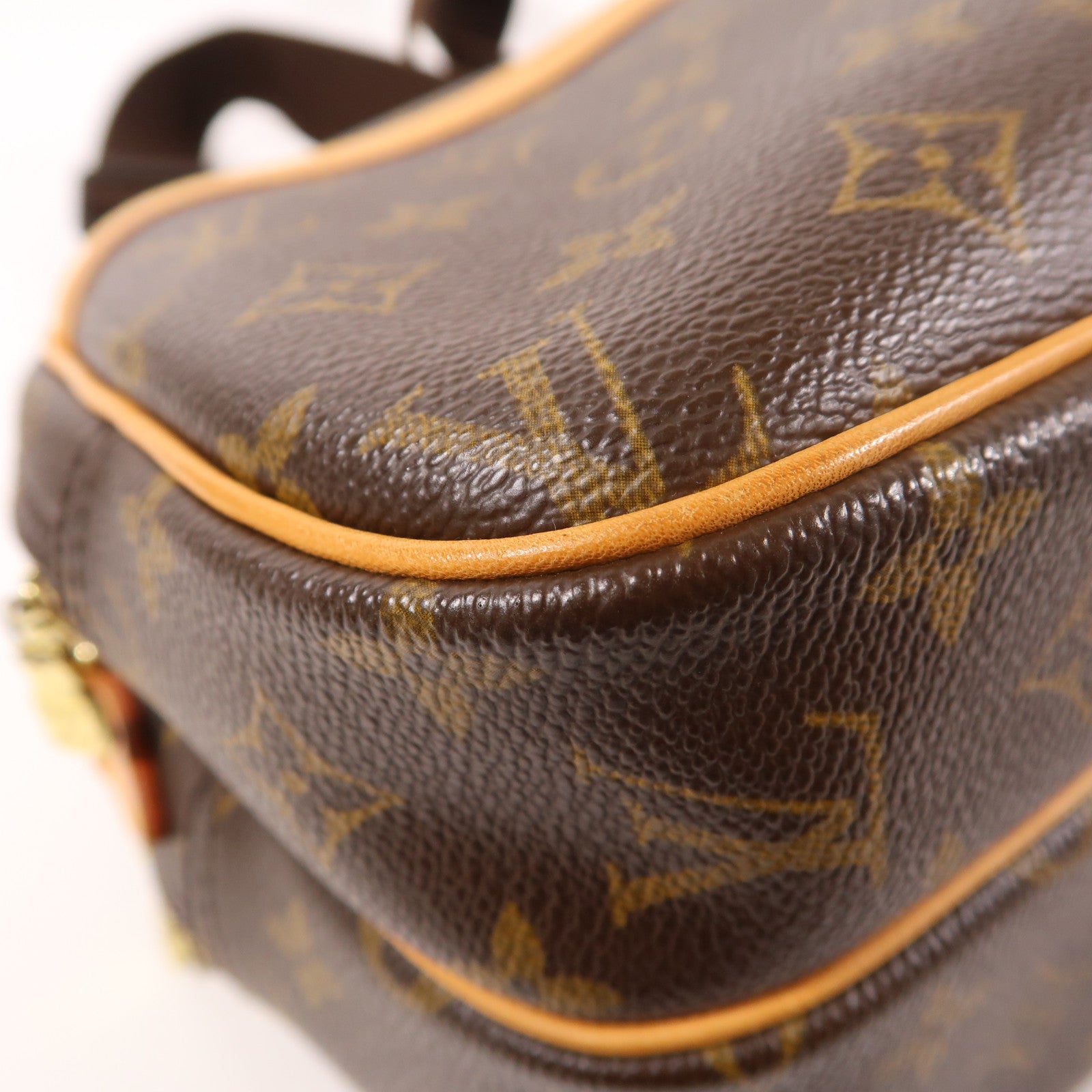 LOUIS VUITTON Monogram Reporter PM金扣肩背袋棕色