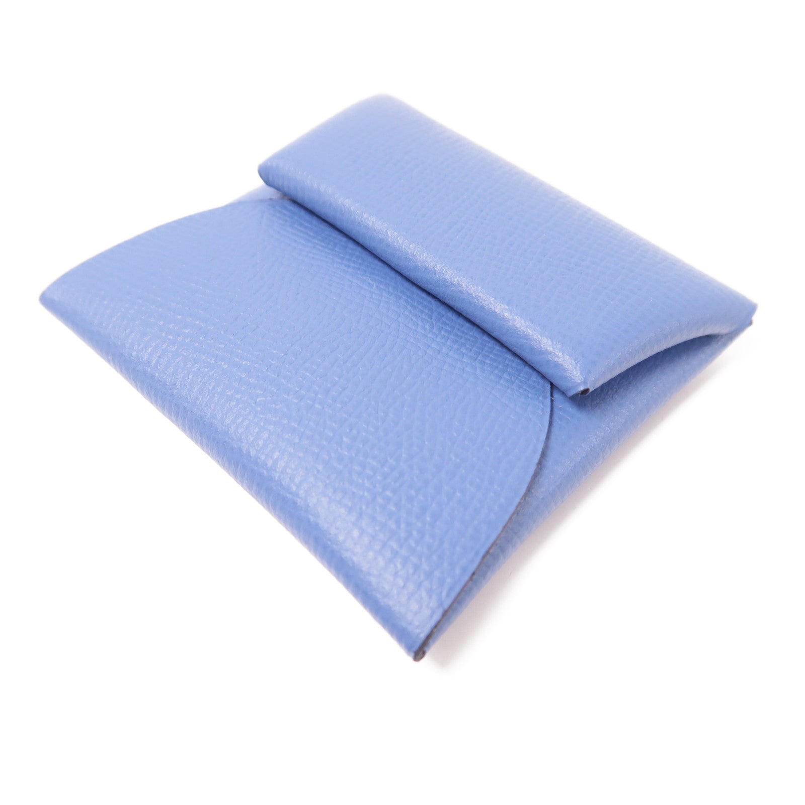 HERMES 【激減優惠】Epsom皮革Bastia銀扣零錢包7R Bleu Azur