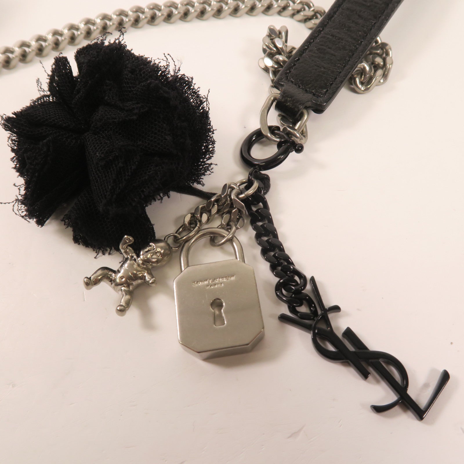 SAINT LAURENT 牛皮皮革Chain Shoulder Bag銀扣肩背袋
