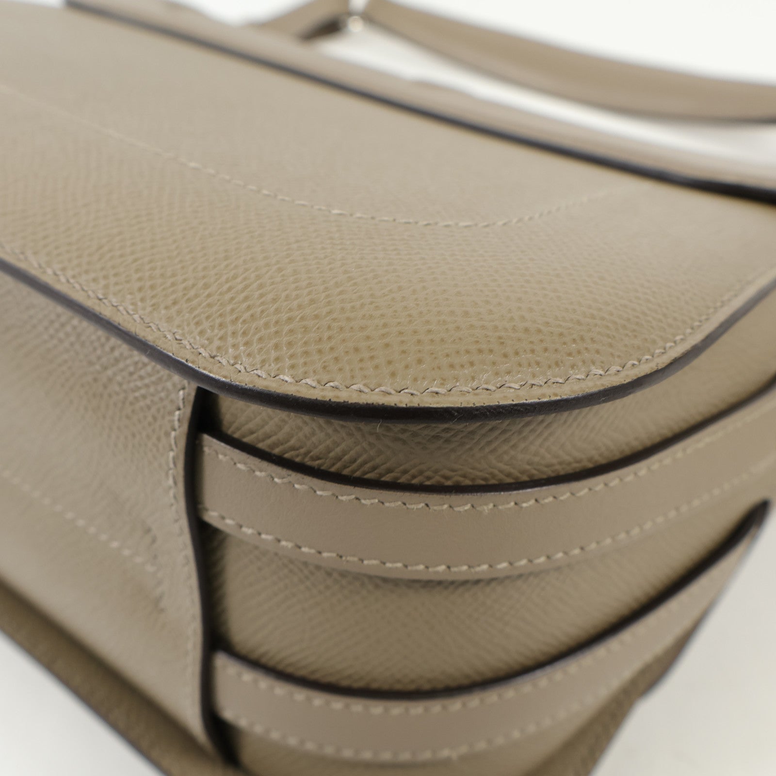 HERMES Epsom/Swift皮革Harnais銀扣肩背袋Etoupe