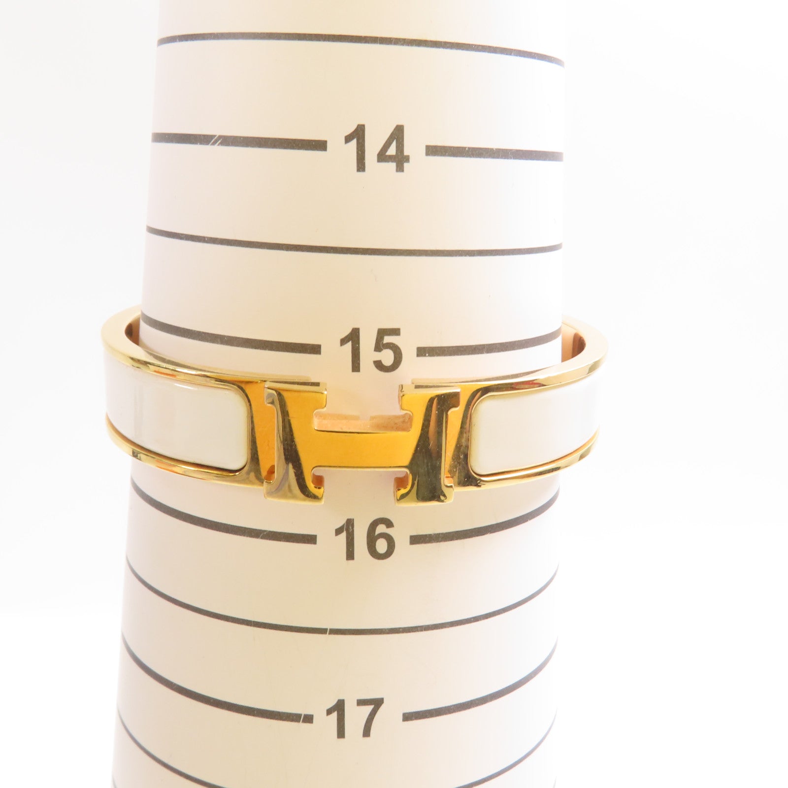 HERMES Clic H Bracelet Metal/Enamel Blanc