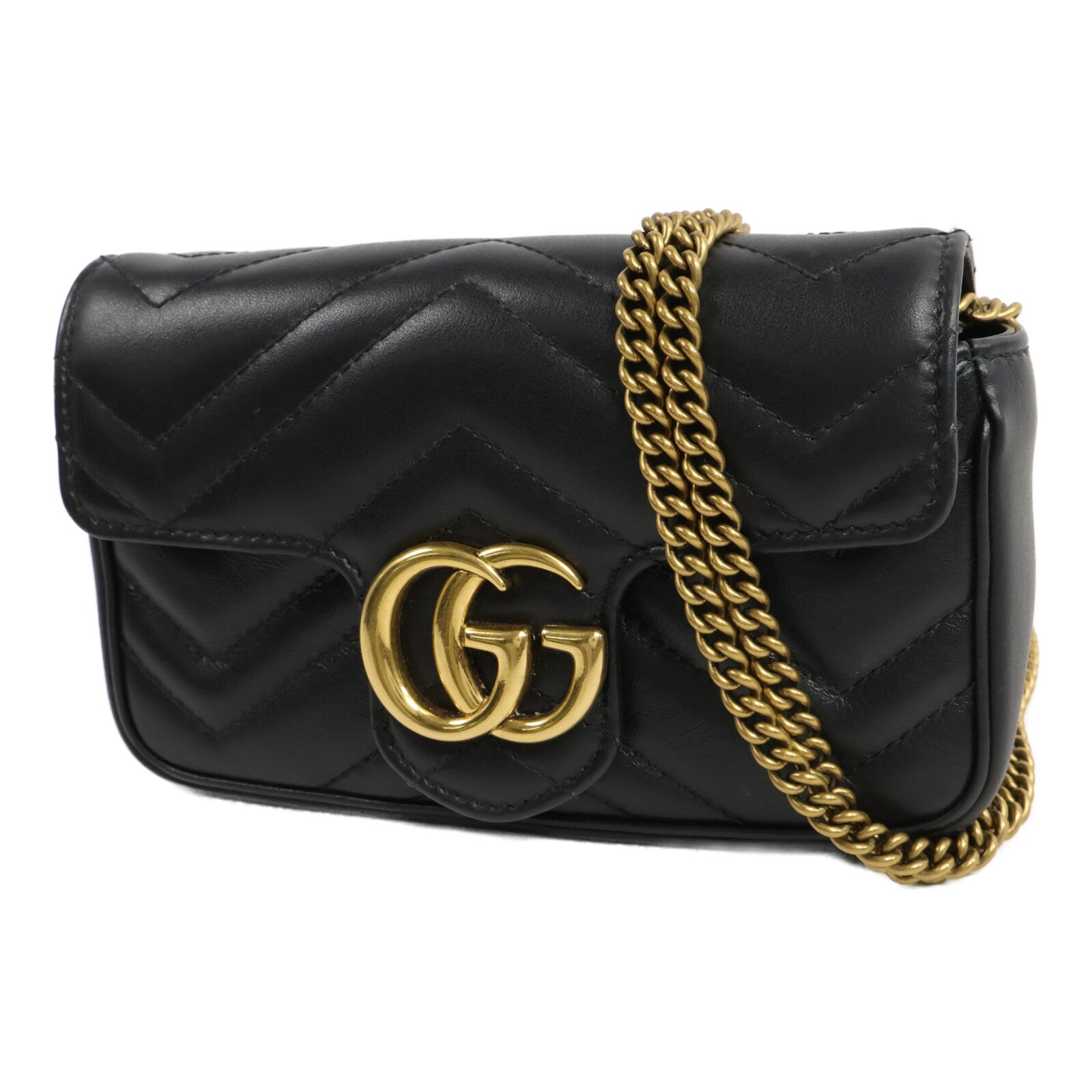 GUCCI 牛皮皮革Mini GG Marmont Shouler Bag鏈帶肩背袋