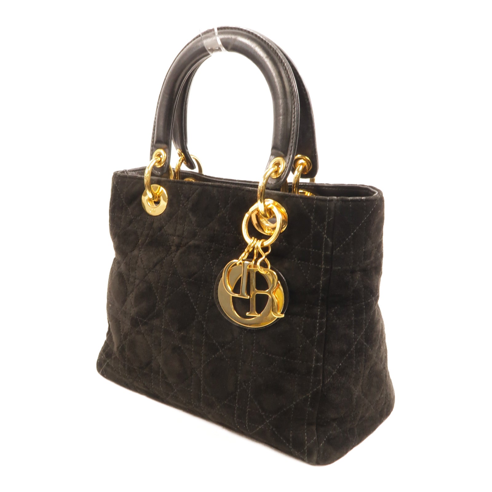 Dior 麂皮皮革Vintage Lady Dior Medium手挽肩背兩用袋