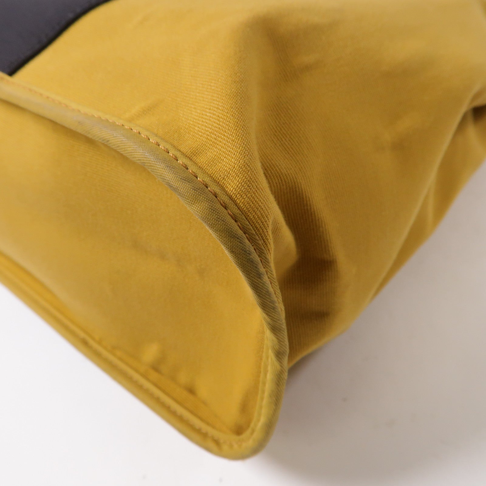 HERMES Toile H帆布Cabag銀扣手挽肩背兩用袋黑色/黃色