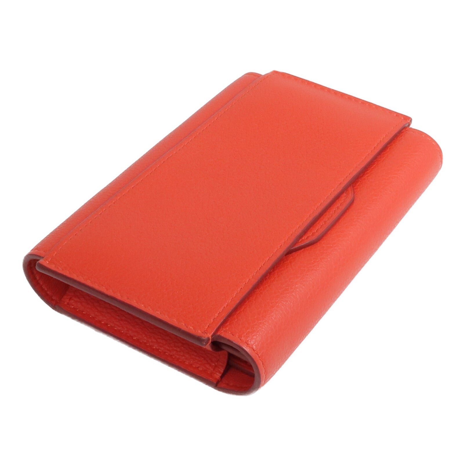 HERMES Evercolor皮革H Passant Compact Wallet錢包Rouge Tomate