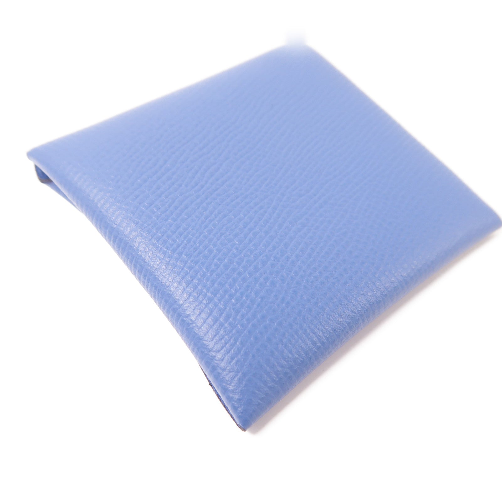 HERMES 【激減優惠】Epsom皮革Bastia銀扣零錢包7R Bleu Azur