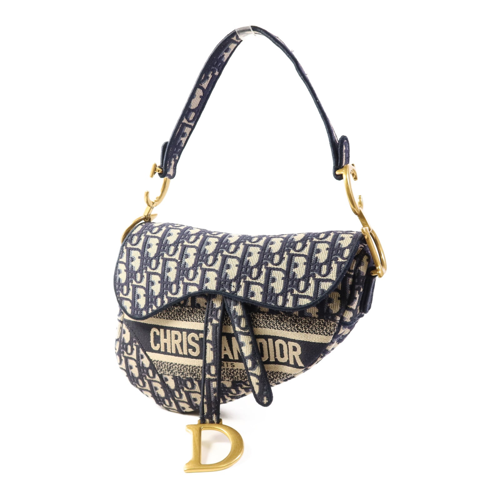 Dior 帆布Saddle Bag金扣手挽袋