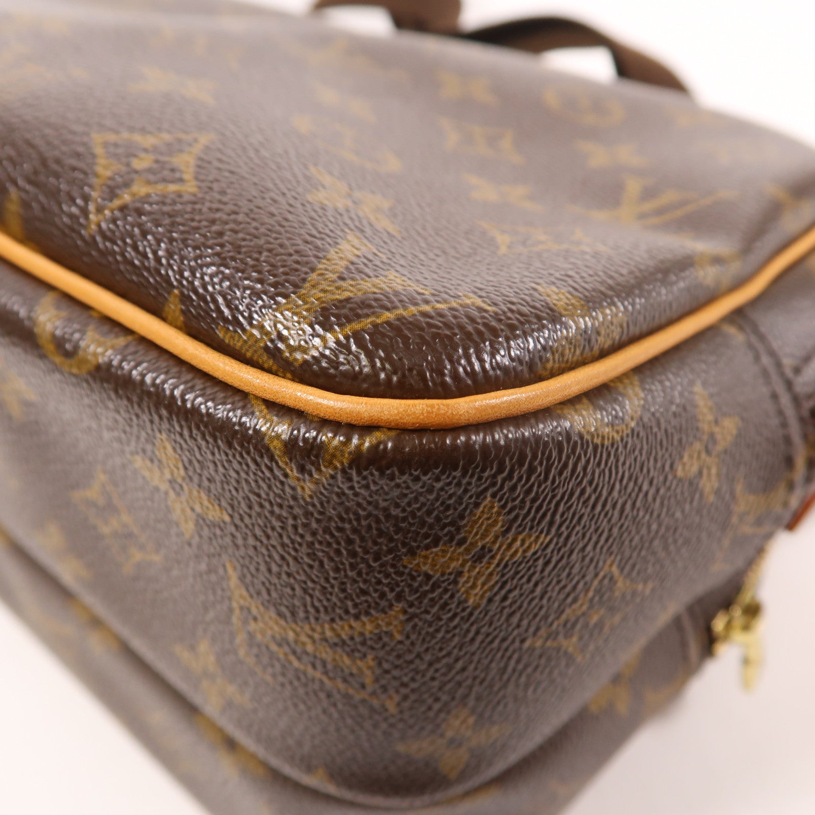 LOUIS VUITTON Monogram Reporter PM金扣肩背袋棕色
