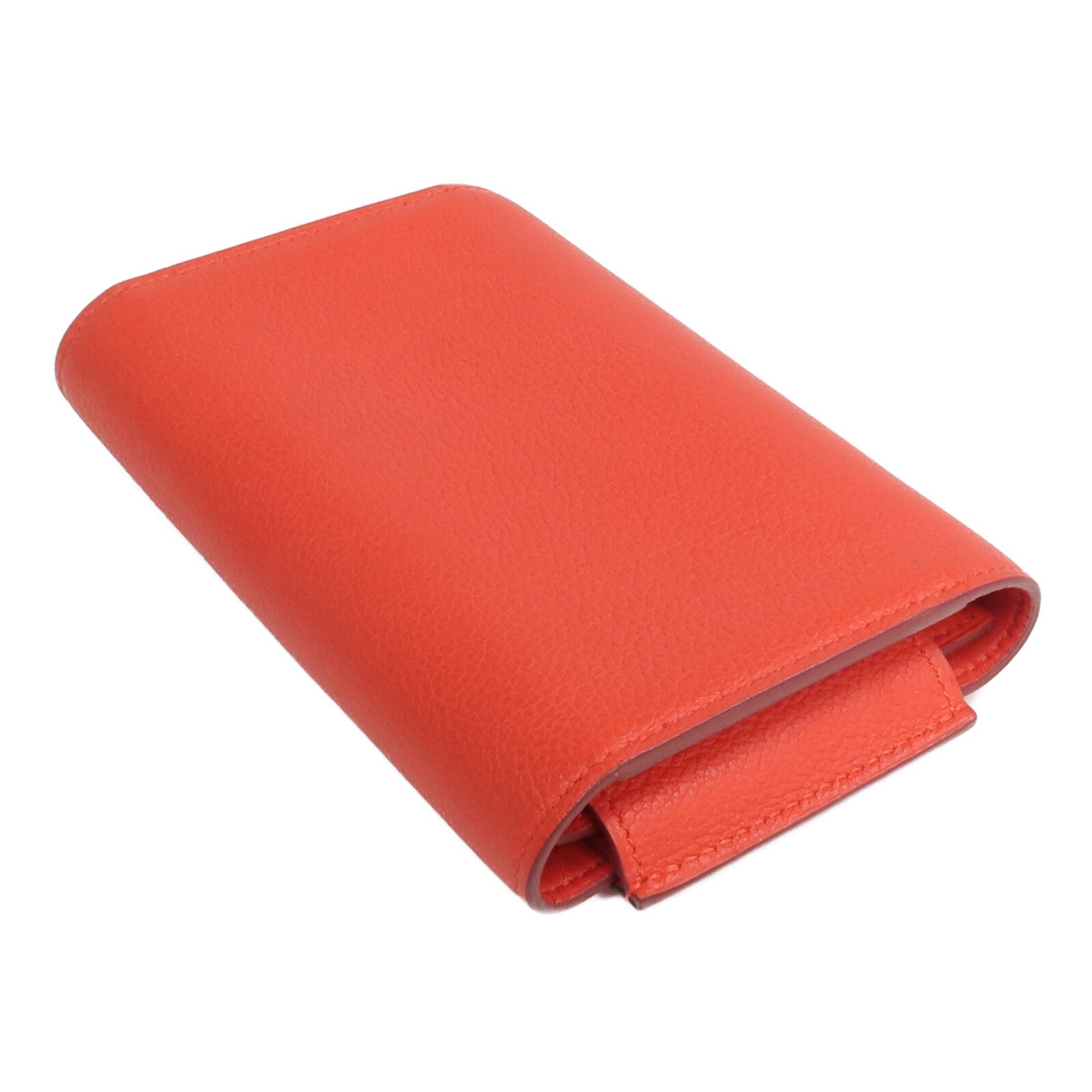 HERMES Evercolor皮革H Passant Compact Wallet錢包Rouge Tomate