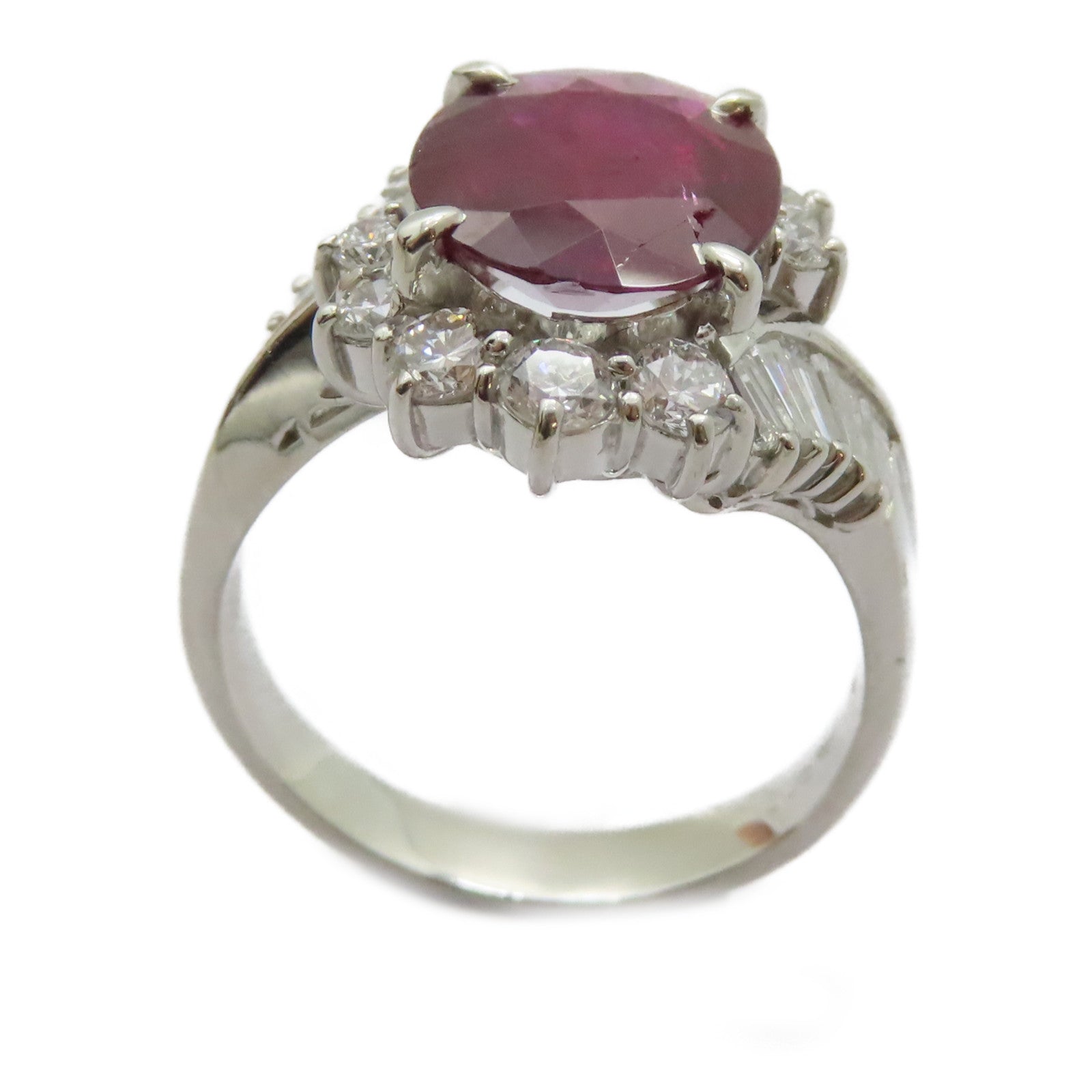 JEWELRY PT900鉑金Ruby Diamond Ring 2.73ct紅寶石/1.06ct鑽石戒指US#5.25