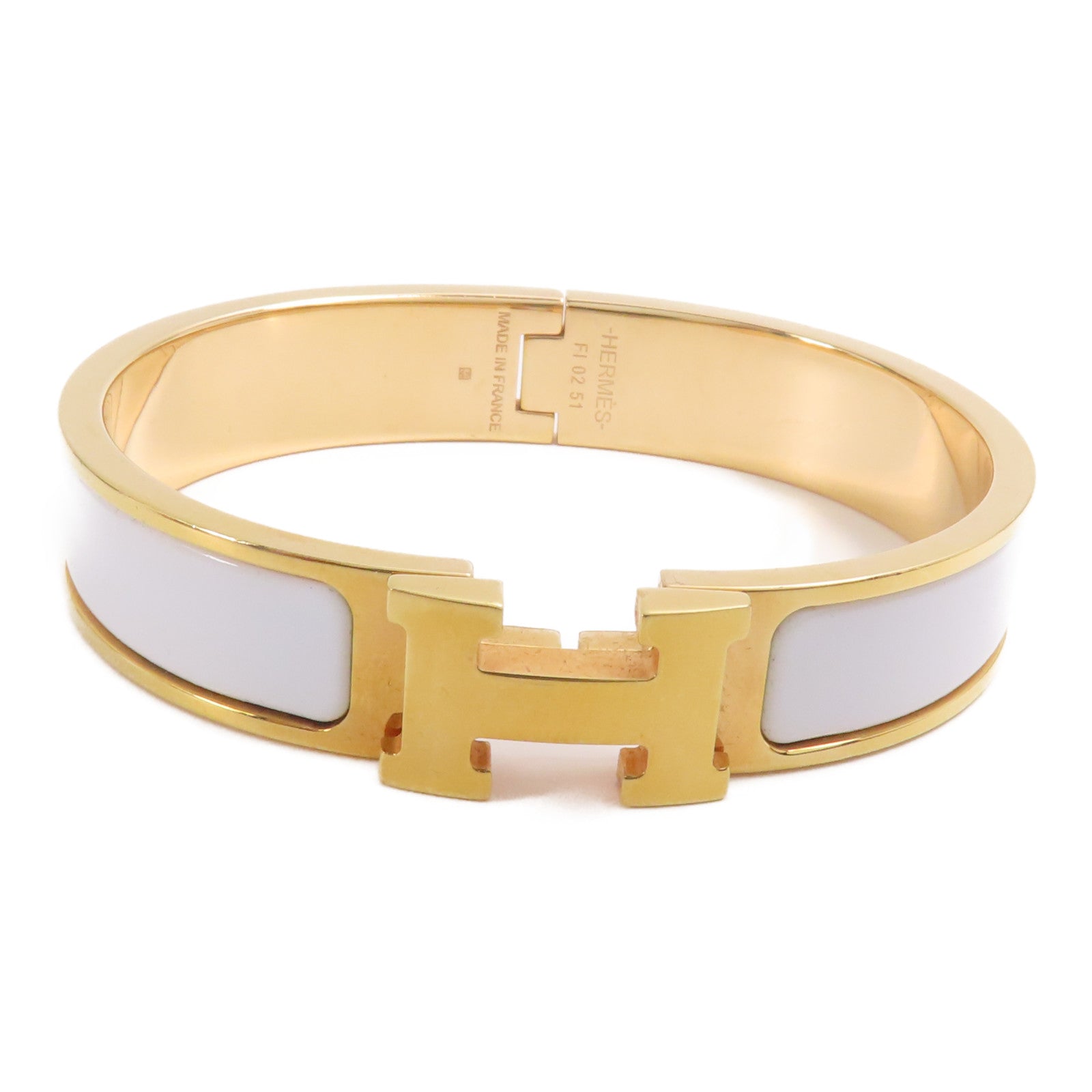HERMES Clic H Bracelet Metal/Enamel Blanc