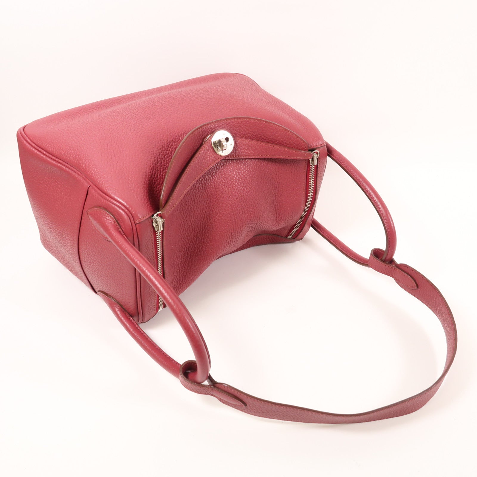 HERMES PHW Lindy 30 2Way Shoulder Hand Bag Clemence Leather Rubis