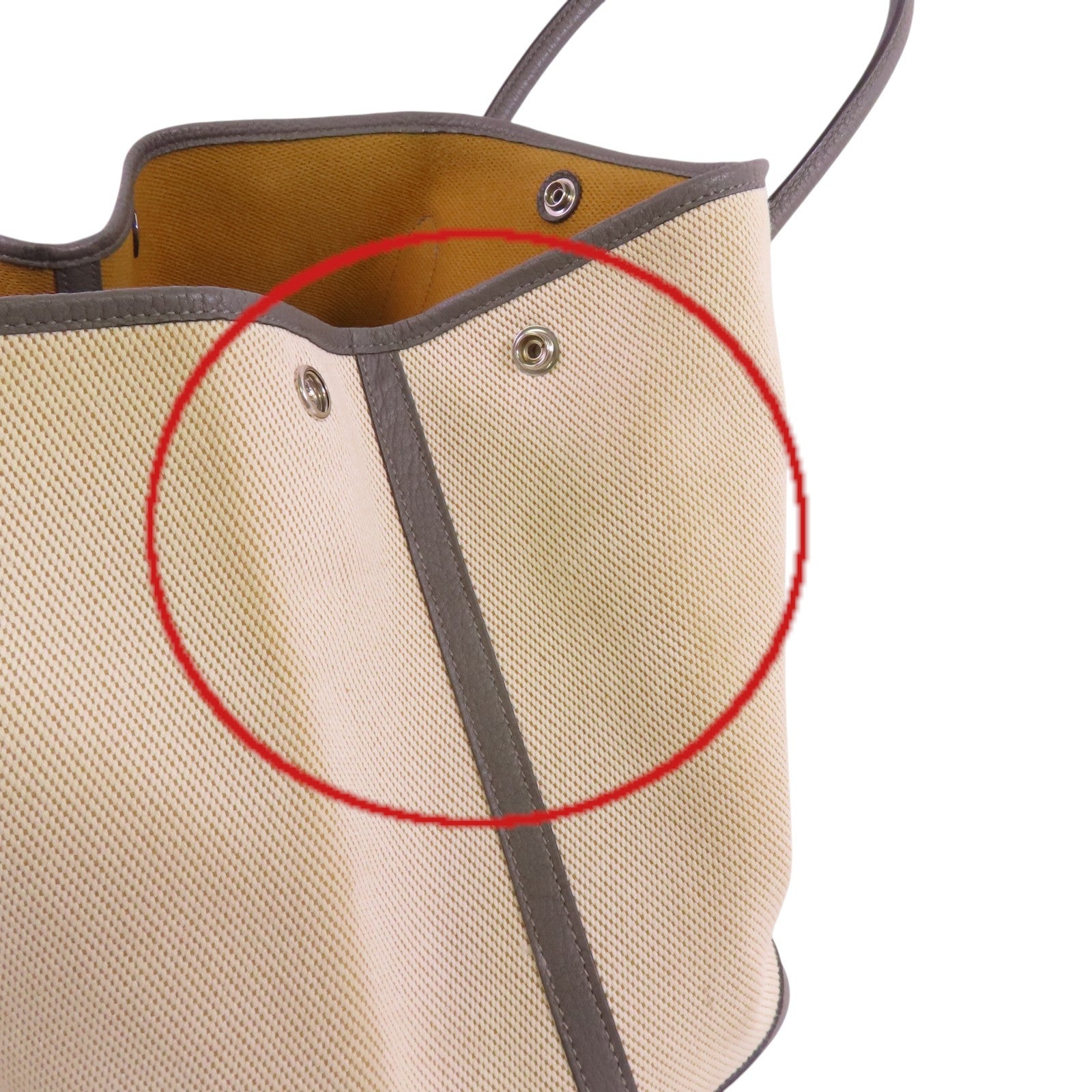 HERMES 【激減優惠】帆布GardenParty PM銀扣手挽袋