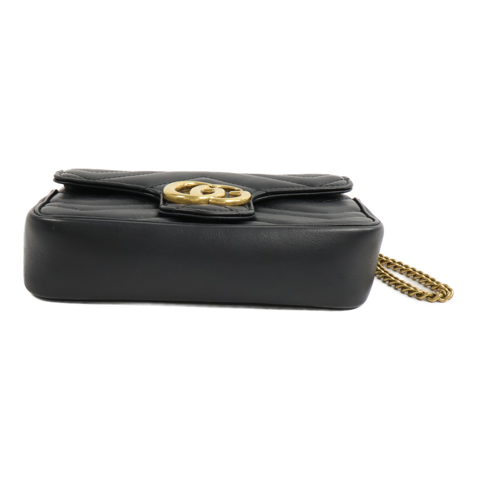 GUCCI 牛皮皮革Mini GG Marmont Shouler Bag鏈帶肩背袋
