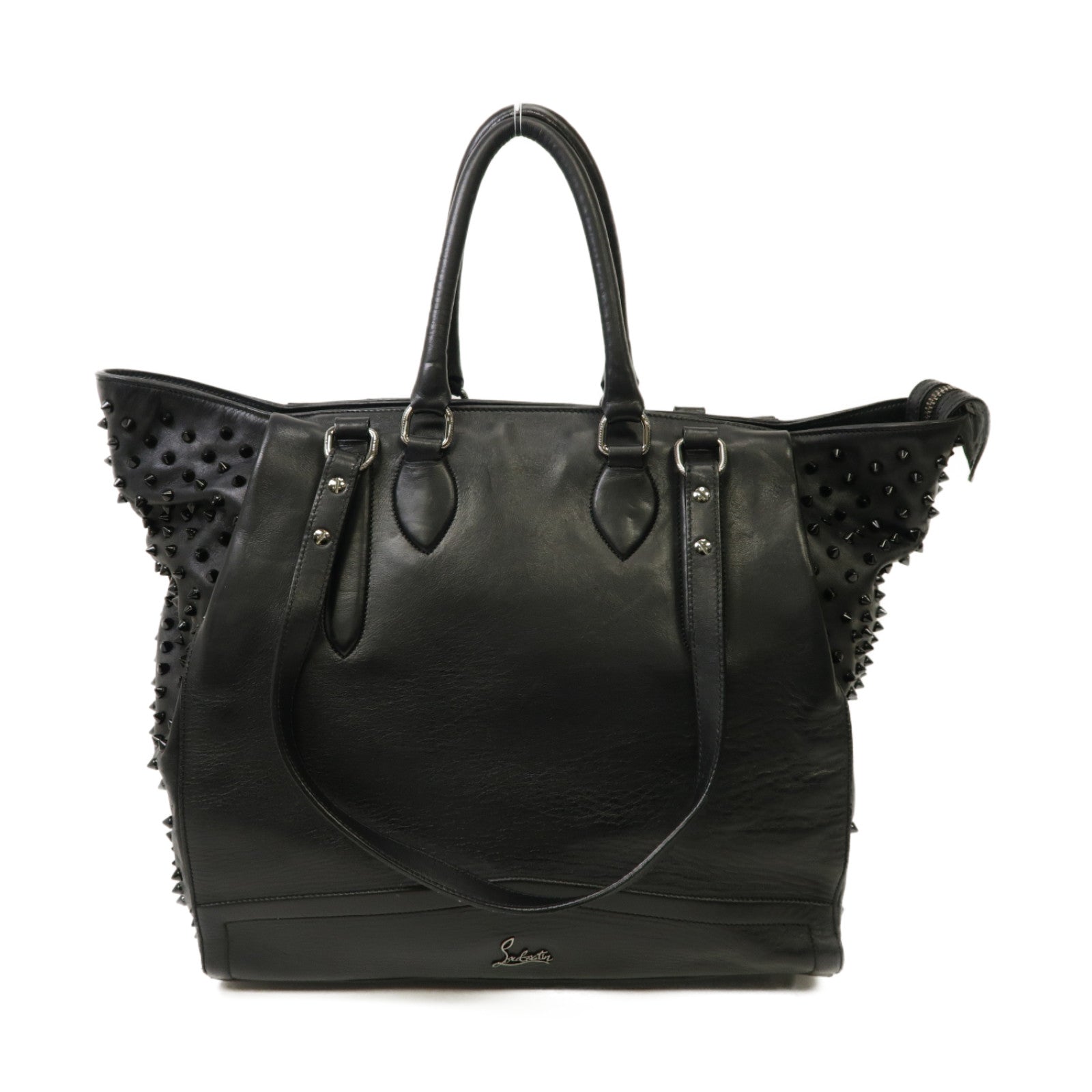 Christian Louboutin 牛皮皮革Shoulder Bag銀扣肩背袋黒色