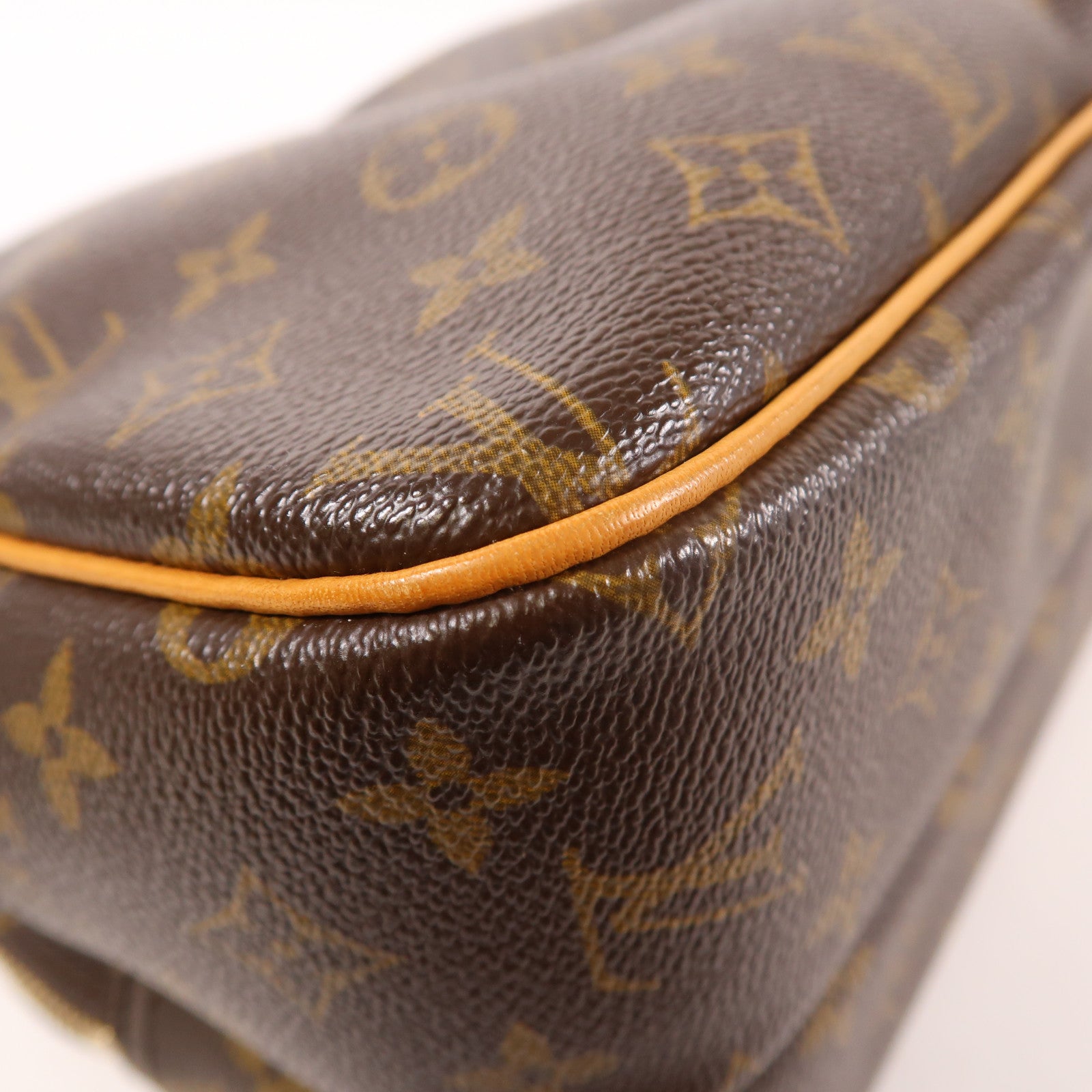 LOUIS VUITTON Monogram Reporter PM金扣肩背袋棕色
