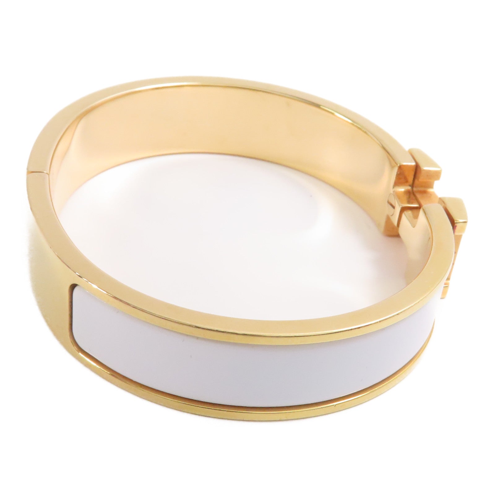 HERMES Clic H Bracelet Metal/Enamel Blanc