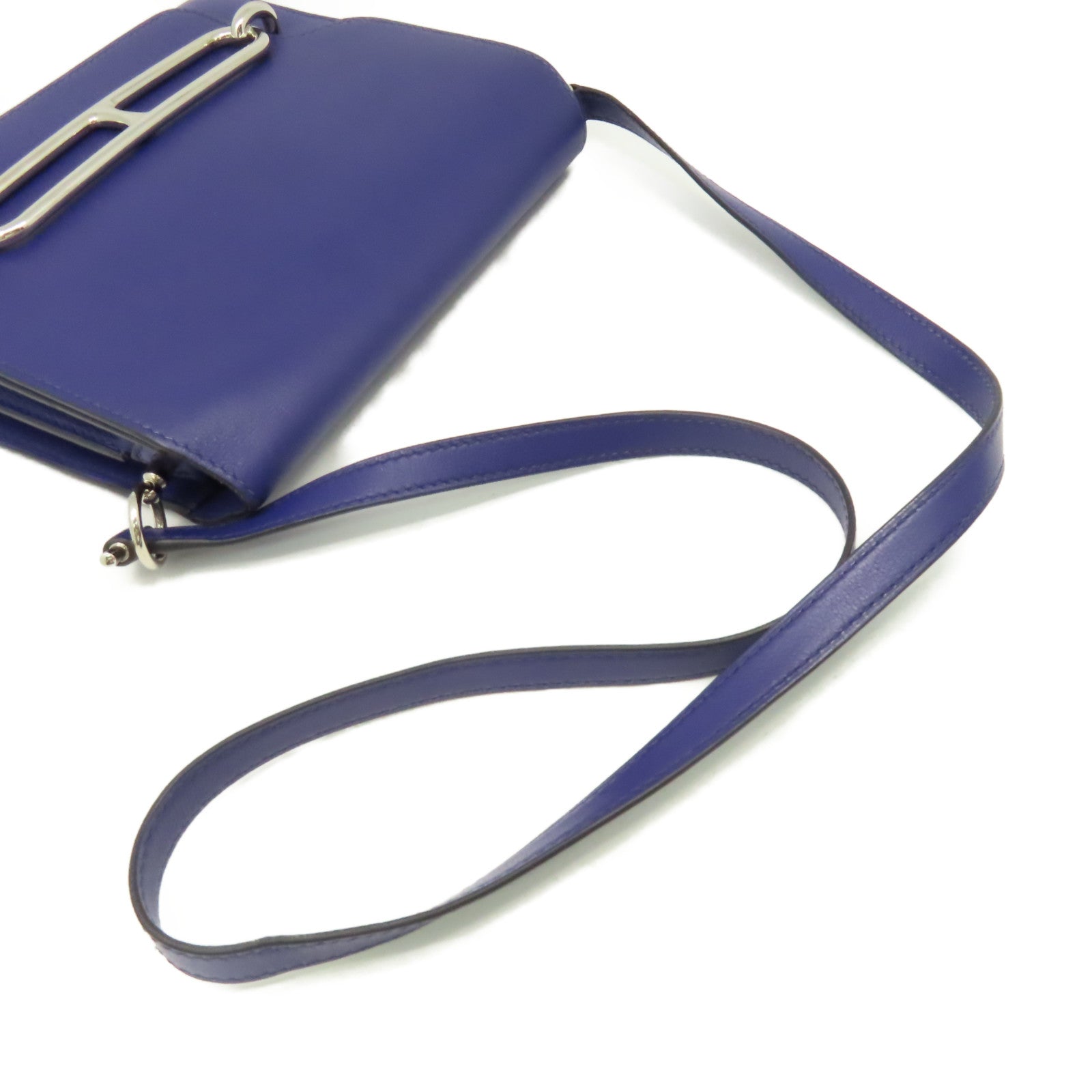 HERMES 【清倉大減價】Evercolor皮革Roulis 23 Shoulder Bag銀扣肩背袋藍色