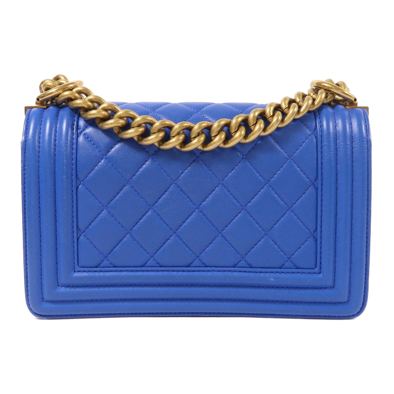 CHANEL 羊皮皮革Boy 20金扣鏈帶肩背袋