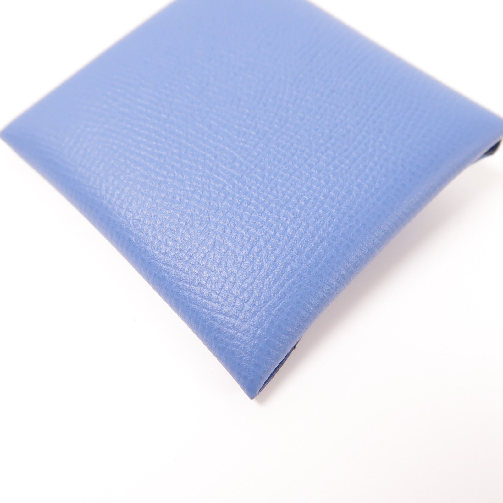 HERMES 【激減優惠】Epsom皮革Bastia銀扣零錢包7R Bleu Azur