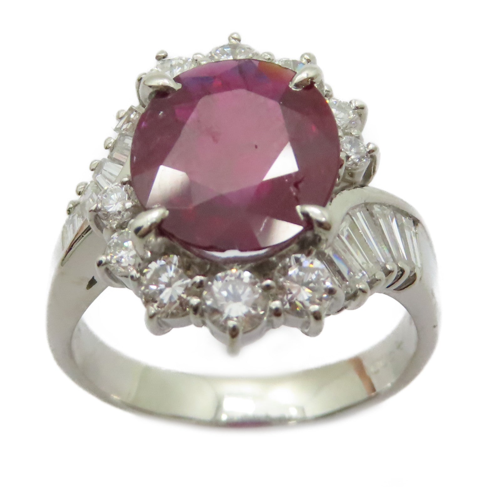 JEWELRY PT900鉑金Ruby Diamond Ring 2.73ct紅寶石/1.06ct鑽石戒指US#5.25