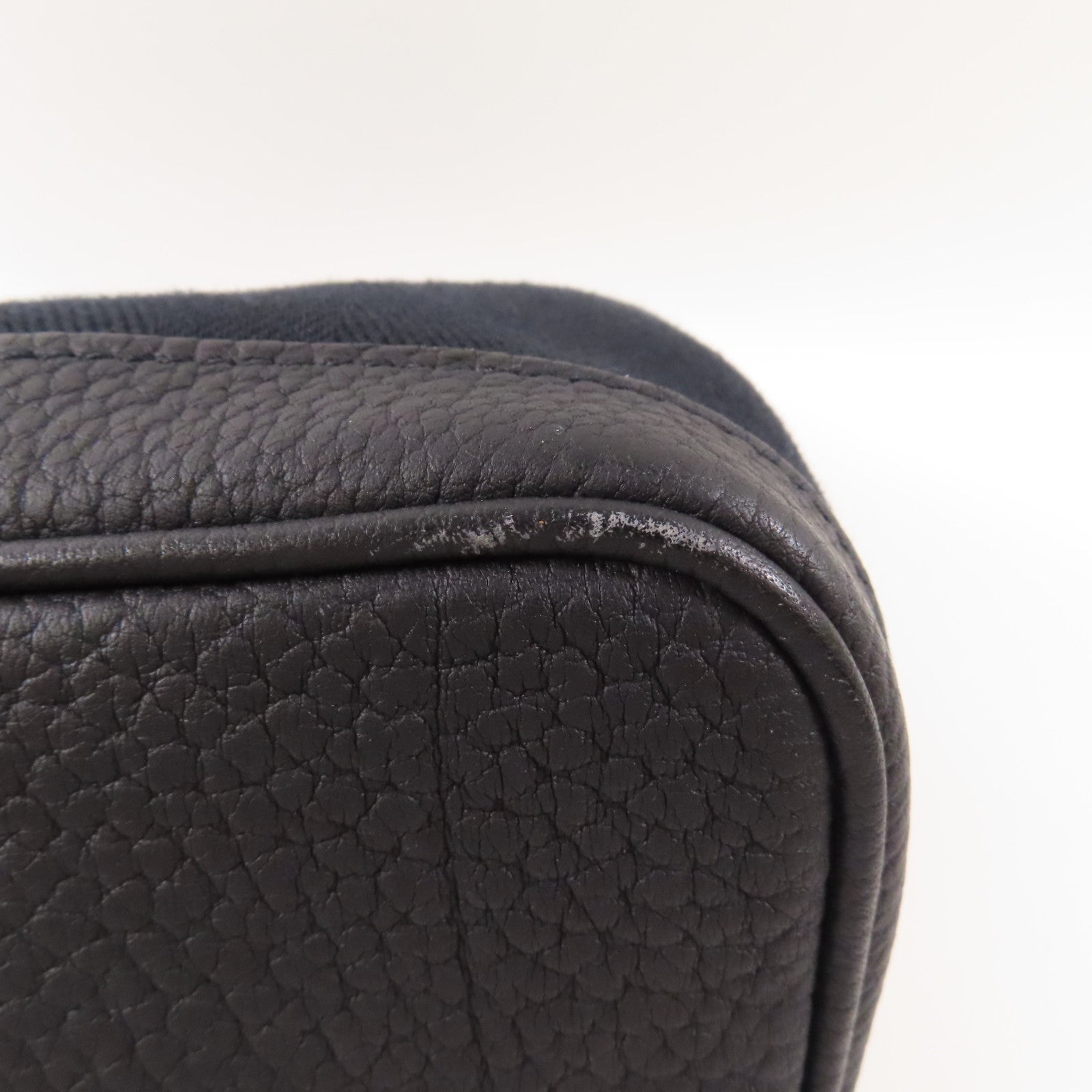 HERMES 帆布/皮革Garden Party PM銀扣手挽袋89 Noir/經典黑
