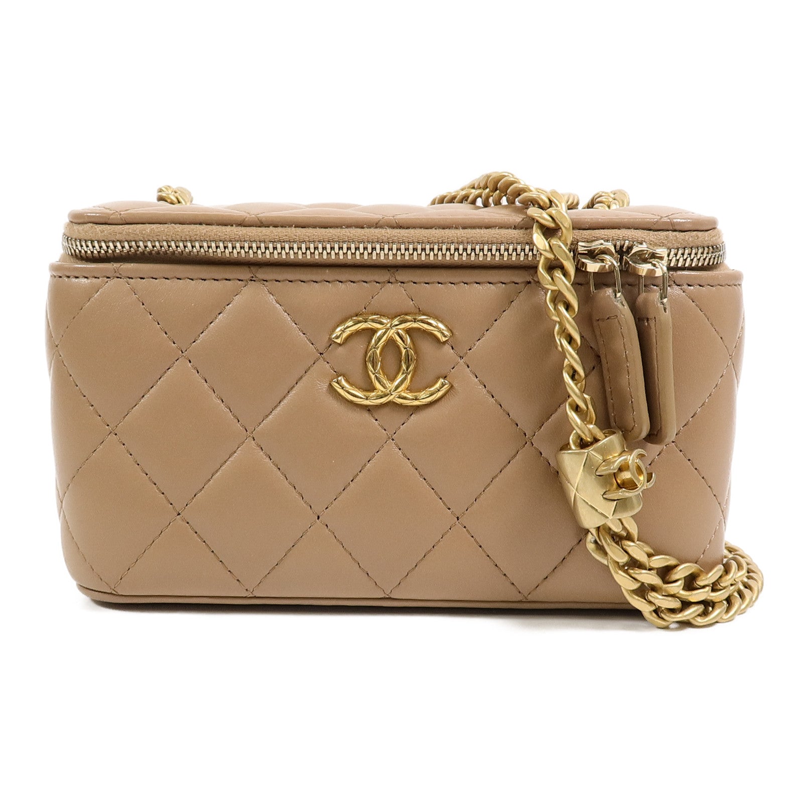 CHANEL 羊皮皮革Vanity Case鏈帶肩背袋