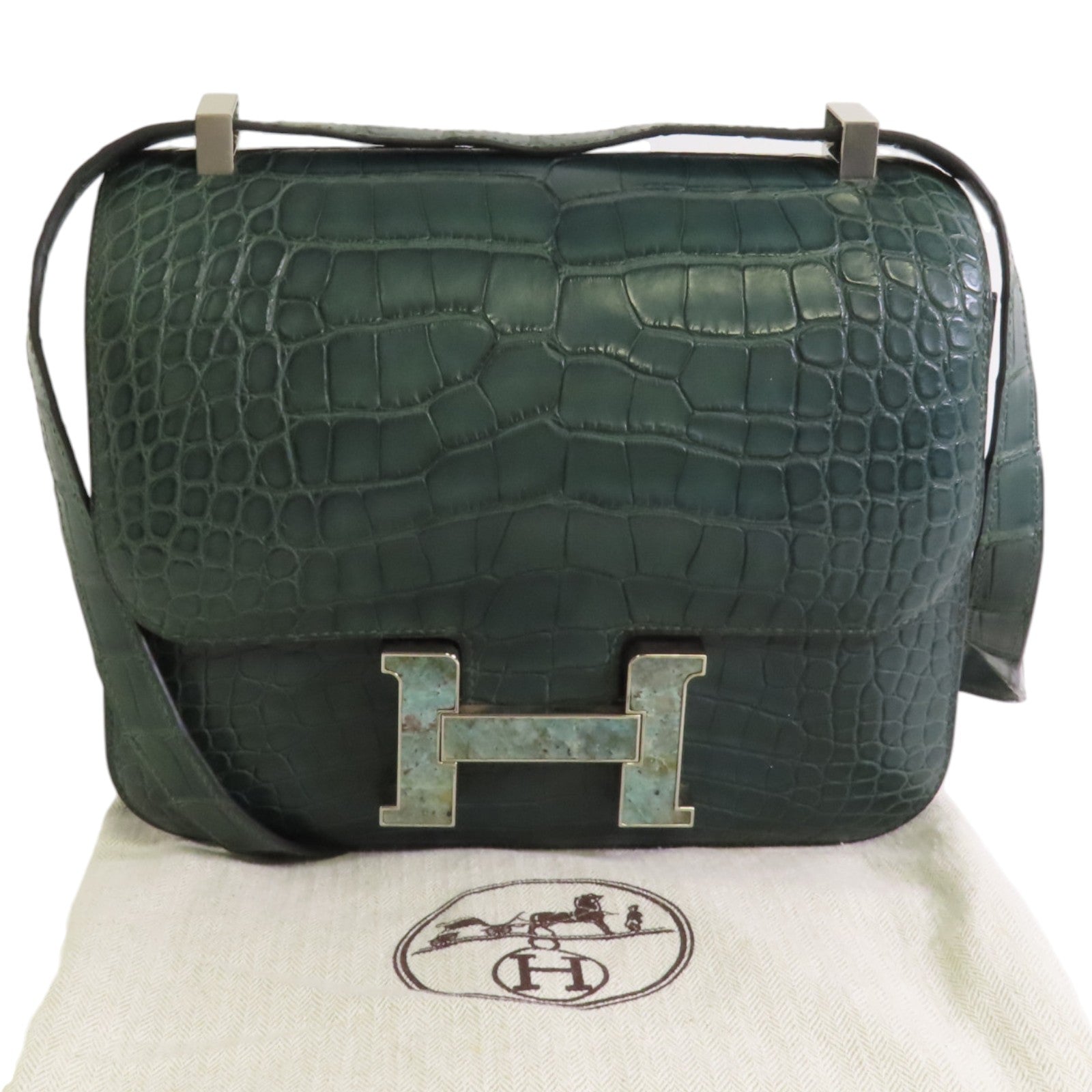 HERMES 鱷魚皮革Constance 24金扣肩背袋