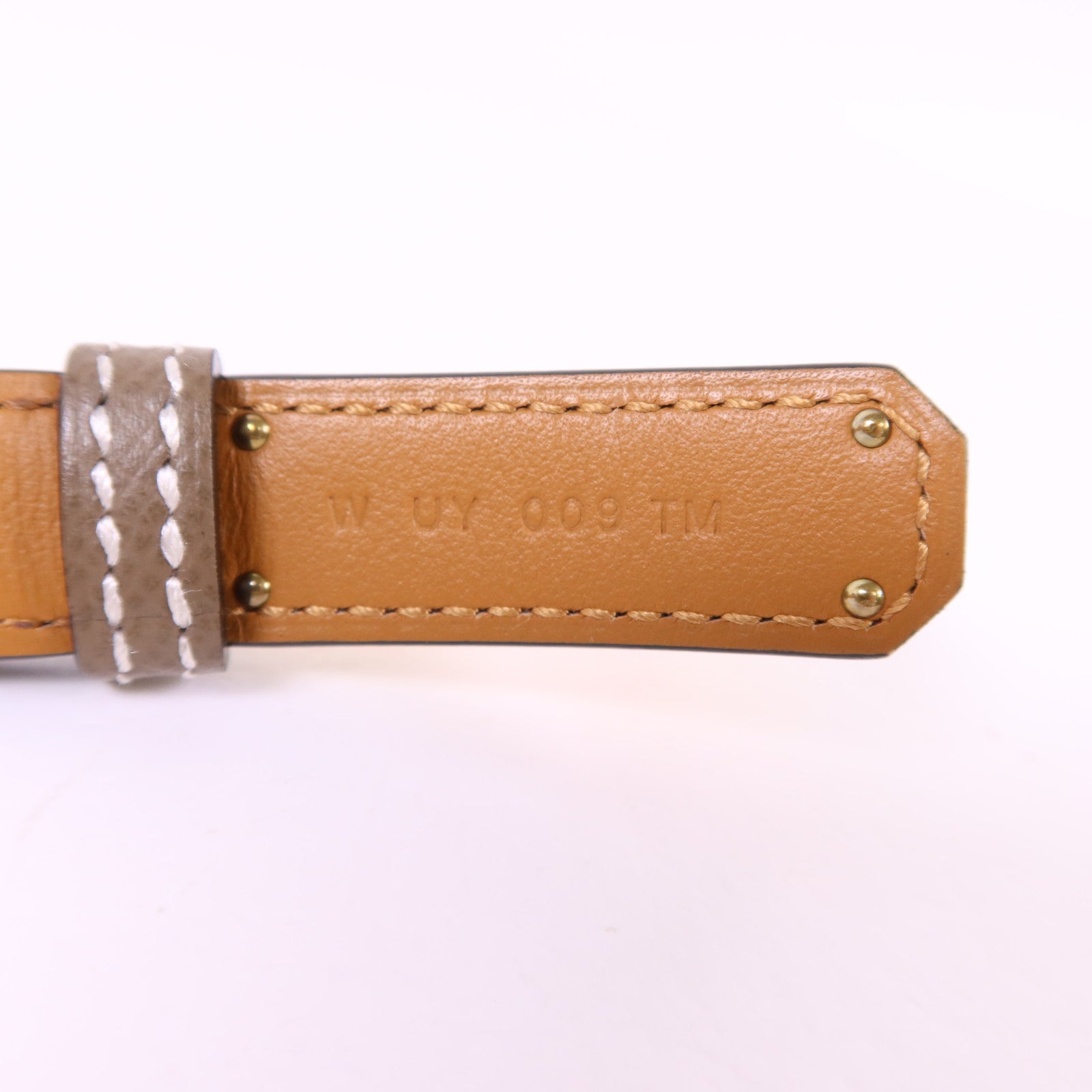 HERMES Epsom皮革Kelly 18 Belt金扣皮帶Etoupe