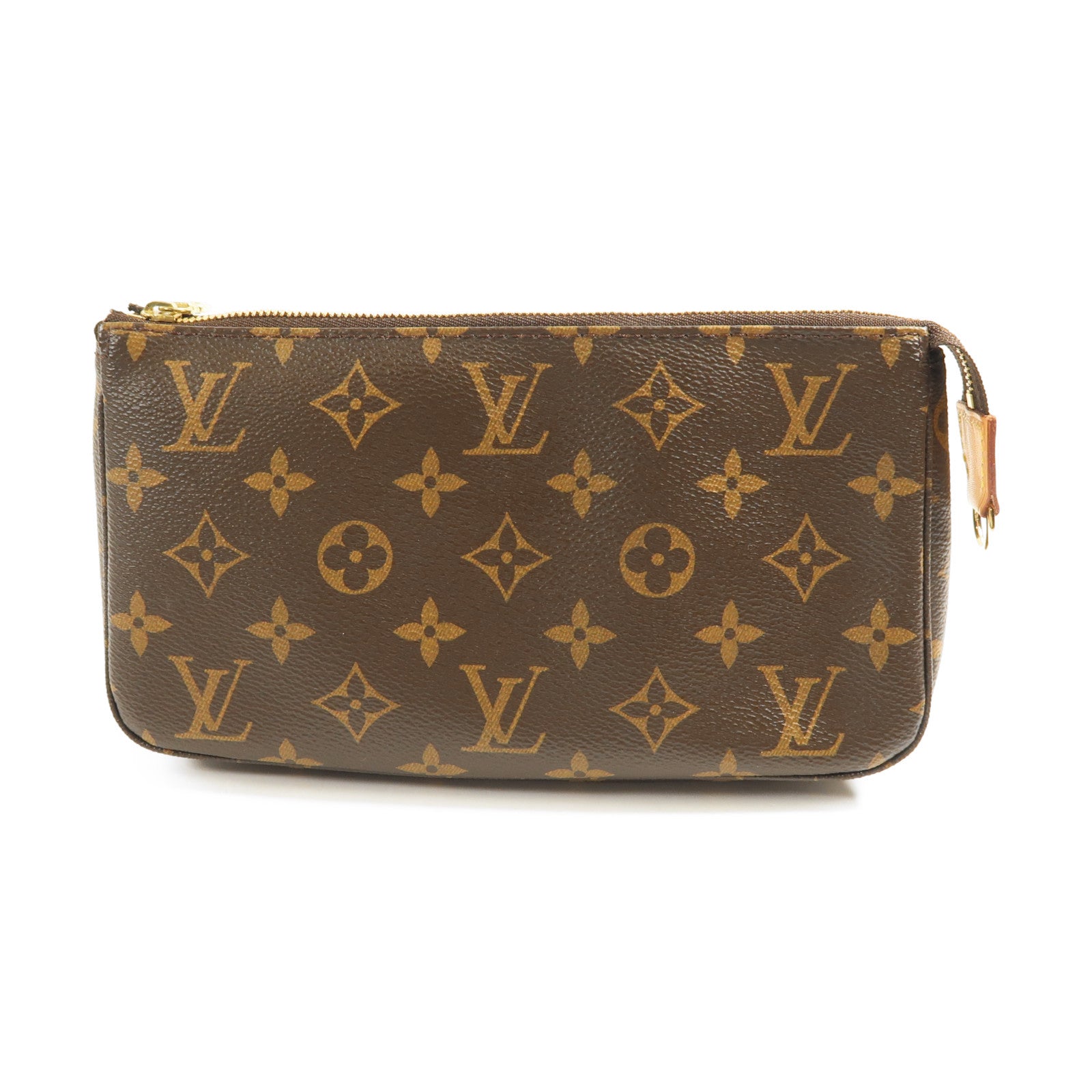 LOUIS VUITTON Monogram Pochette Accessoires金扣手拿包棕色