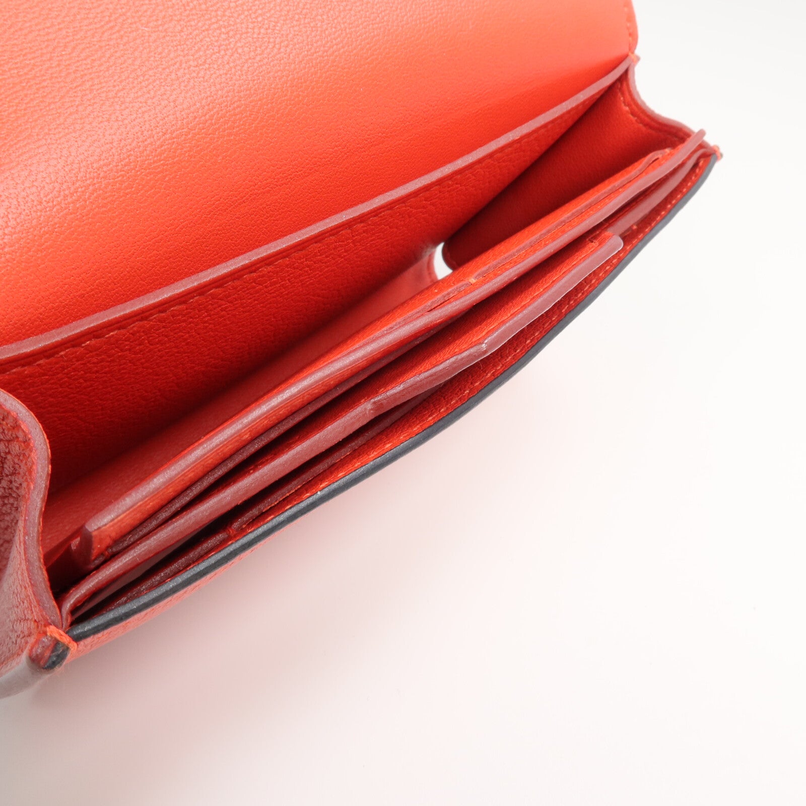 HERMES Evercolor皮革H Passant Compact Wallet錢包Rouge Tomate