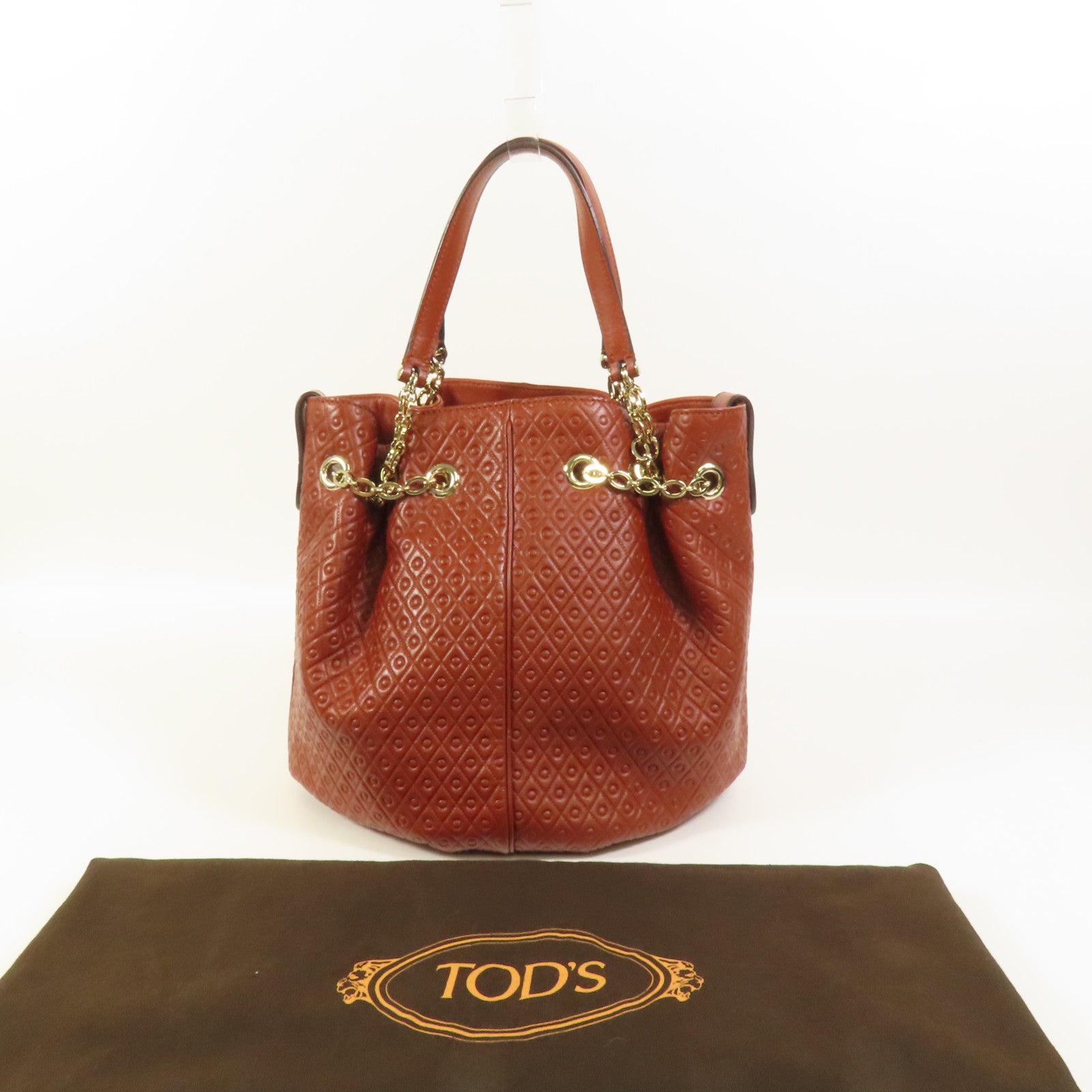 TOD'S 牛皮皮革Bucket Bag金扣手挽袋