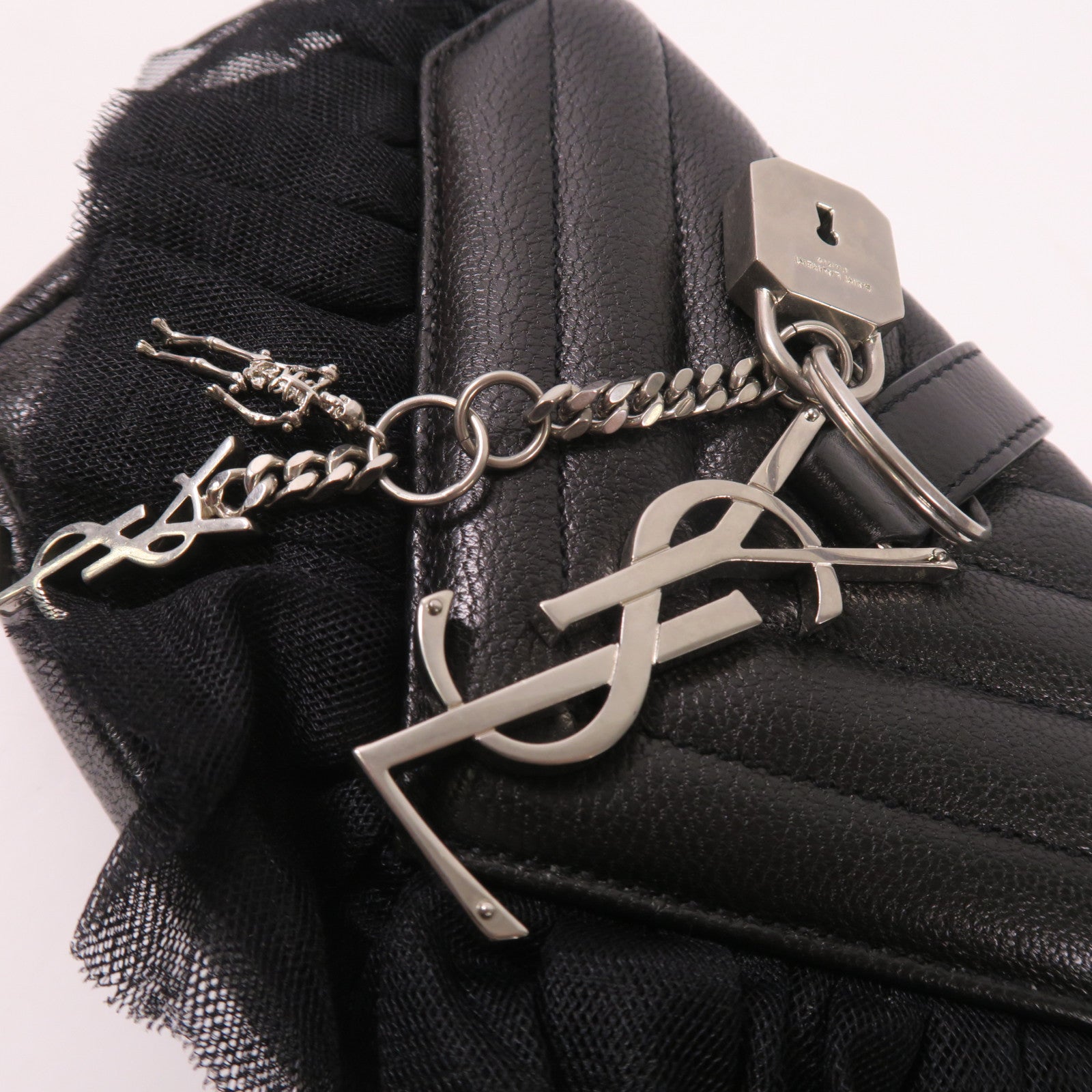 SAINT LAURENT 牛皮皮革Chain Shoulder Bag銀扣肩背袋