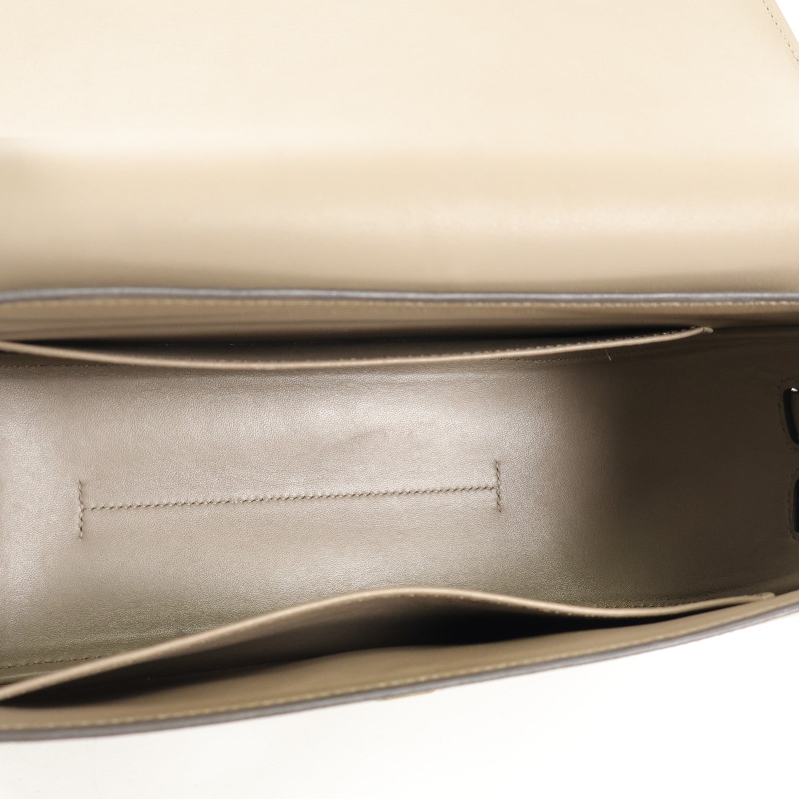 HERMES Epsom/Swift皮革Harnais銀扣肩背袋Etoupe