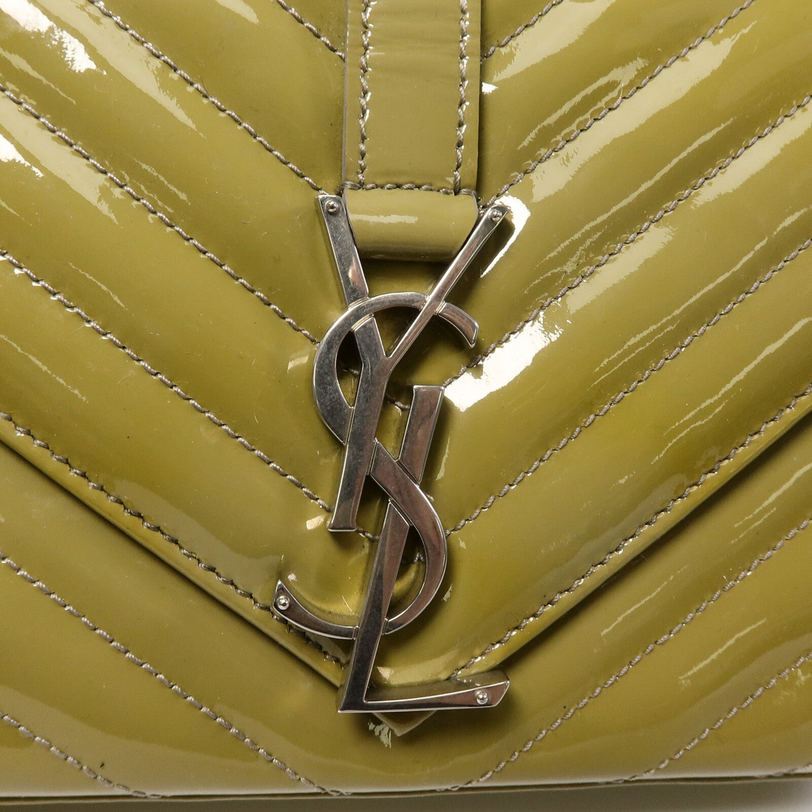 YVES SAINT LAURENT 漆皮皮革Shoulder Bag鏈帶肩背袋