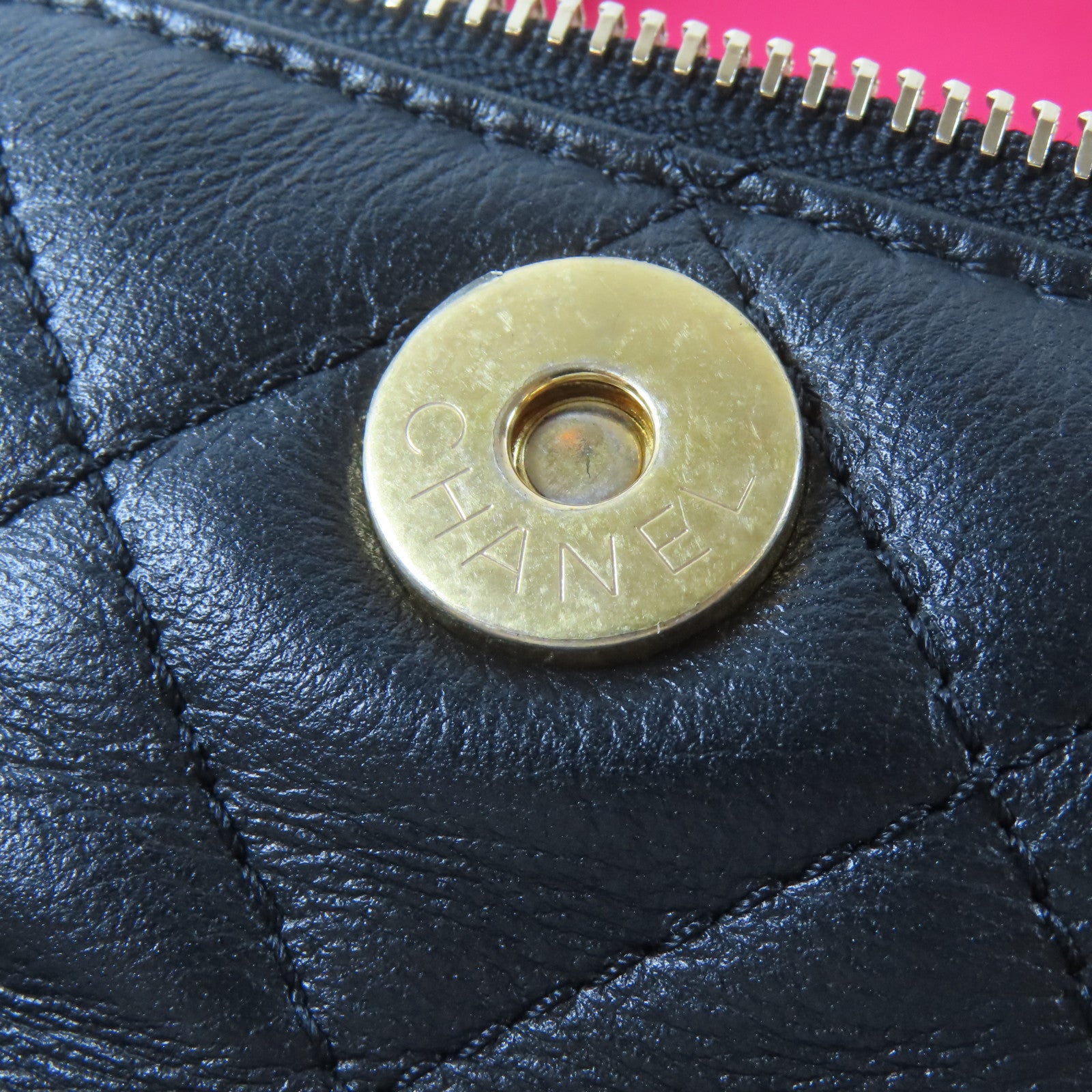CHANEL 【激減優惠】菱格牛皮皮革Vanity Case金扣手挽肩背兩用袋黑色