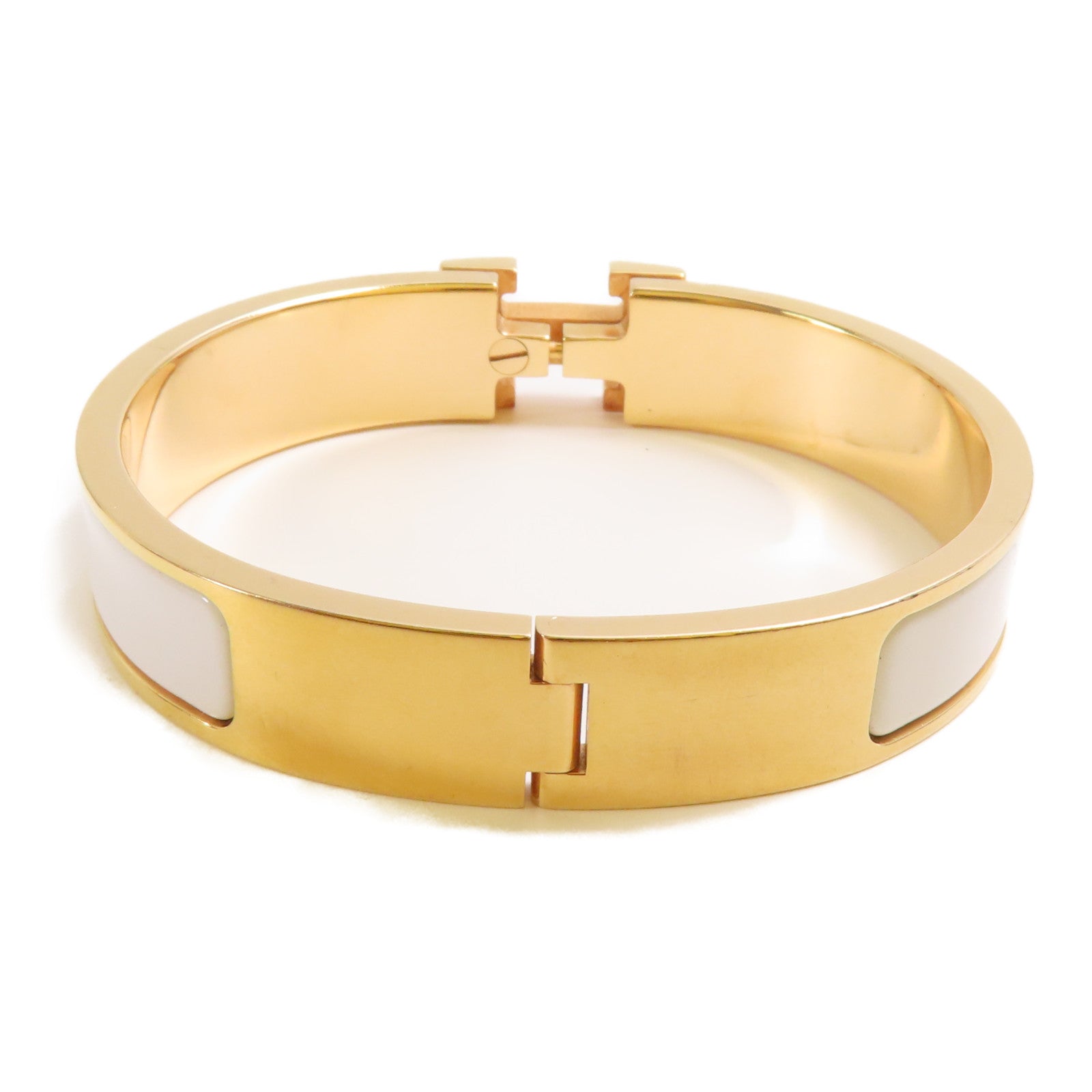 HERMES Clic H Bracelet Metal/Enamel Blanc