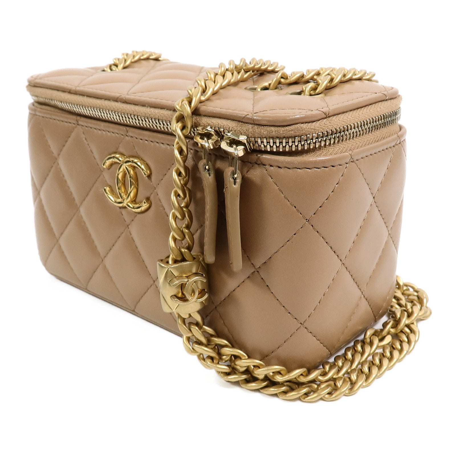 CHANEL 羊皮皮革Vanity Case鏈帶肩背袋