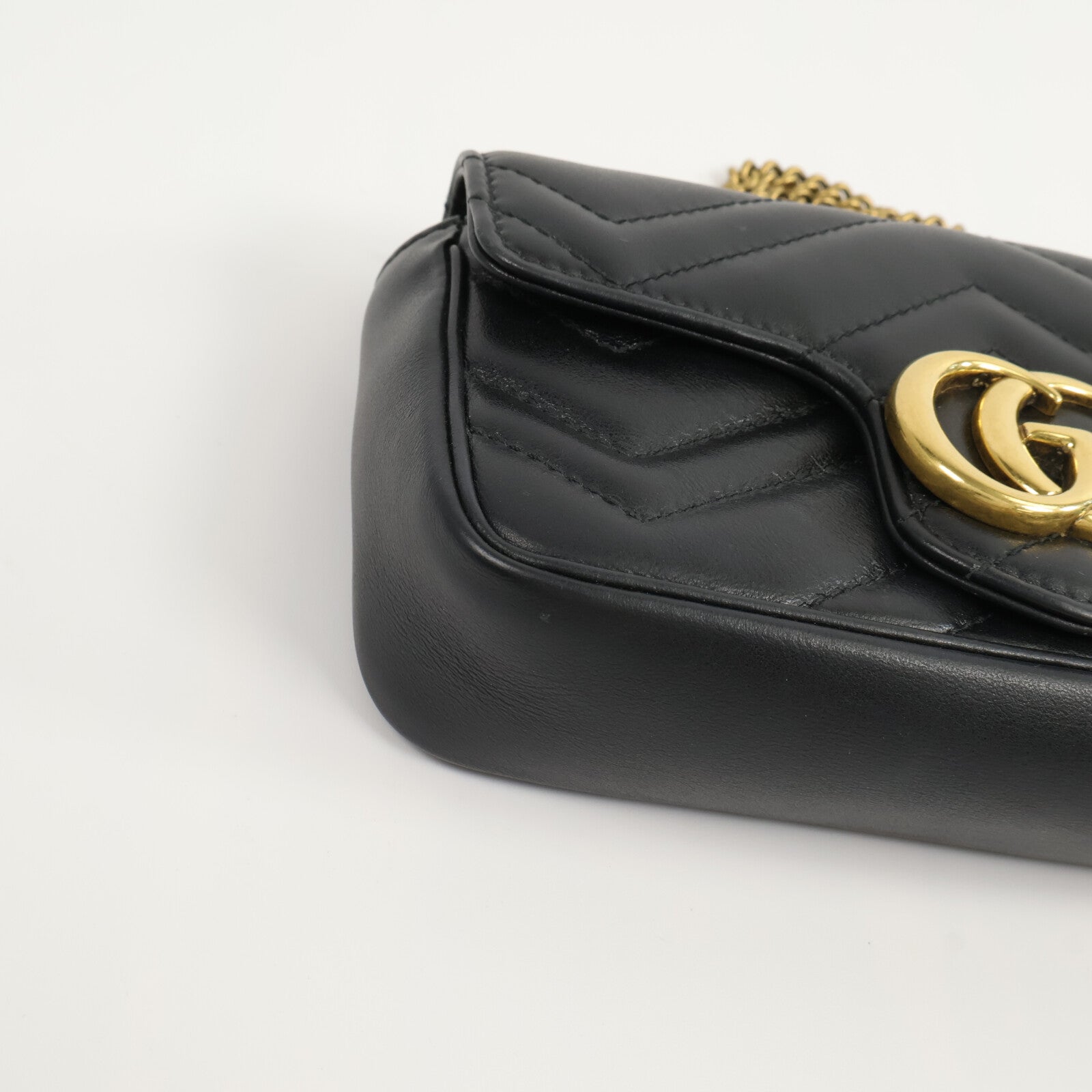 GUCCI 牛皮皮革Mini GG Marmont Shouler Bag鏈帶肩背袋