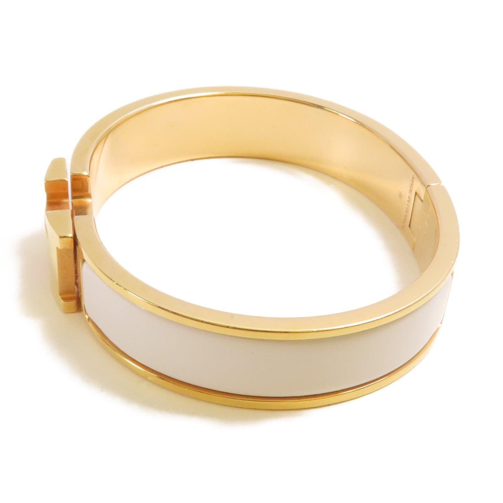 HERMES Clic H Bracelet Metal/Enamel Blanc