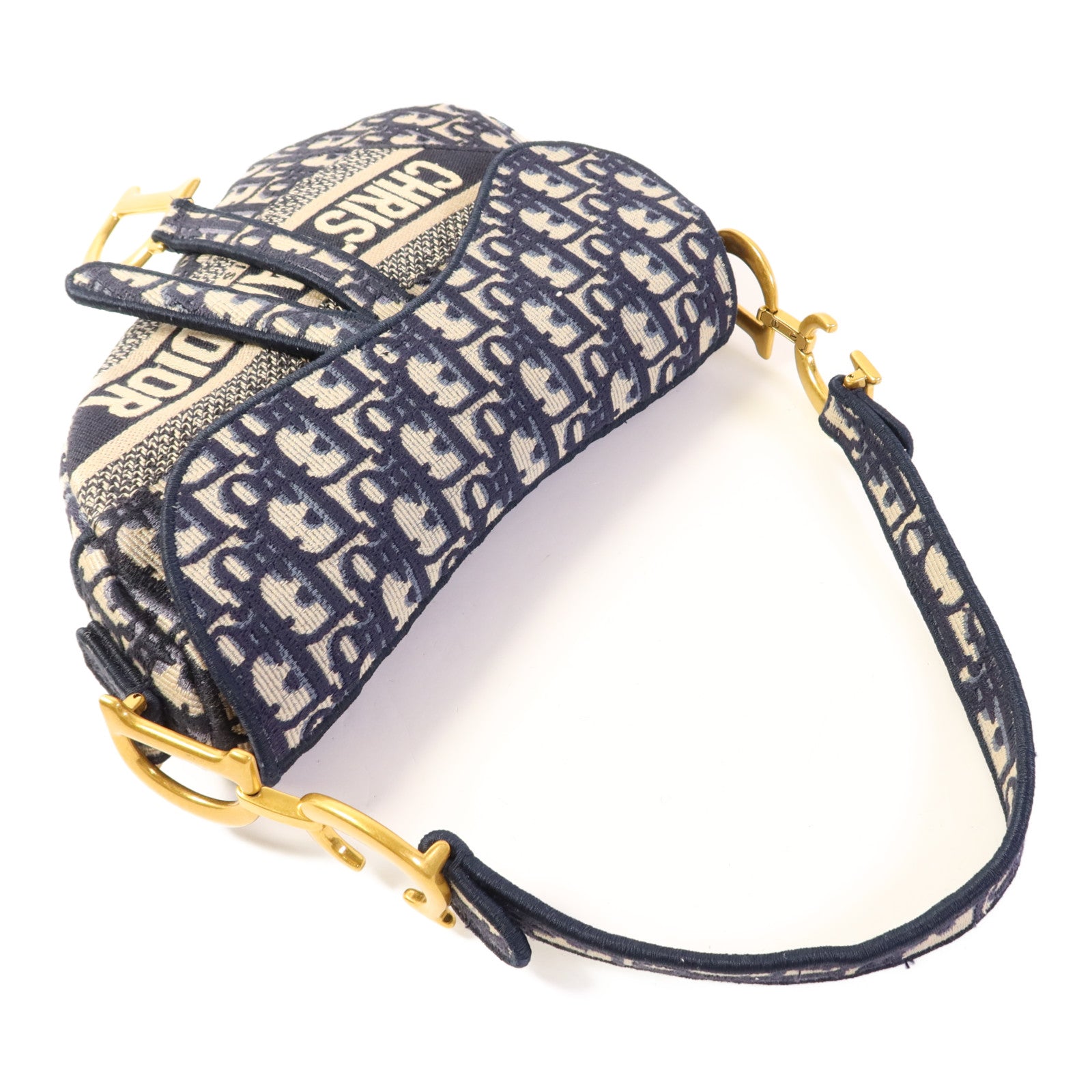 Dior 帆布Saddle Bag金扣手挽袋