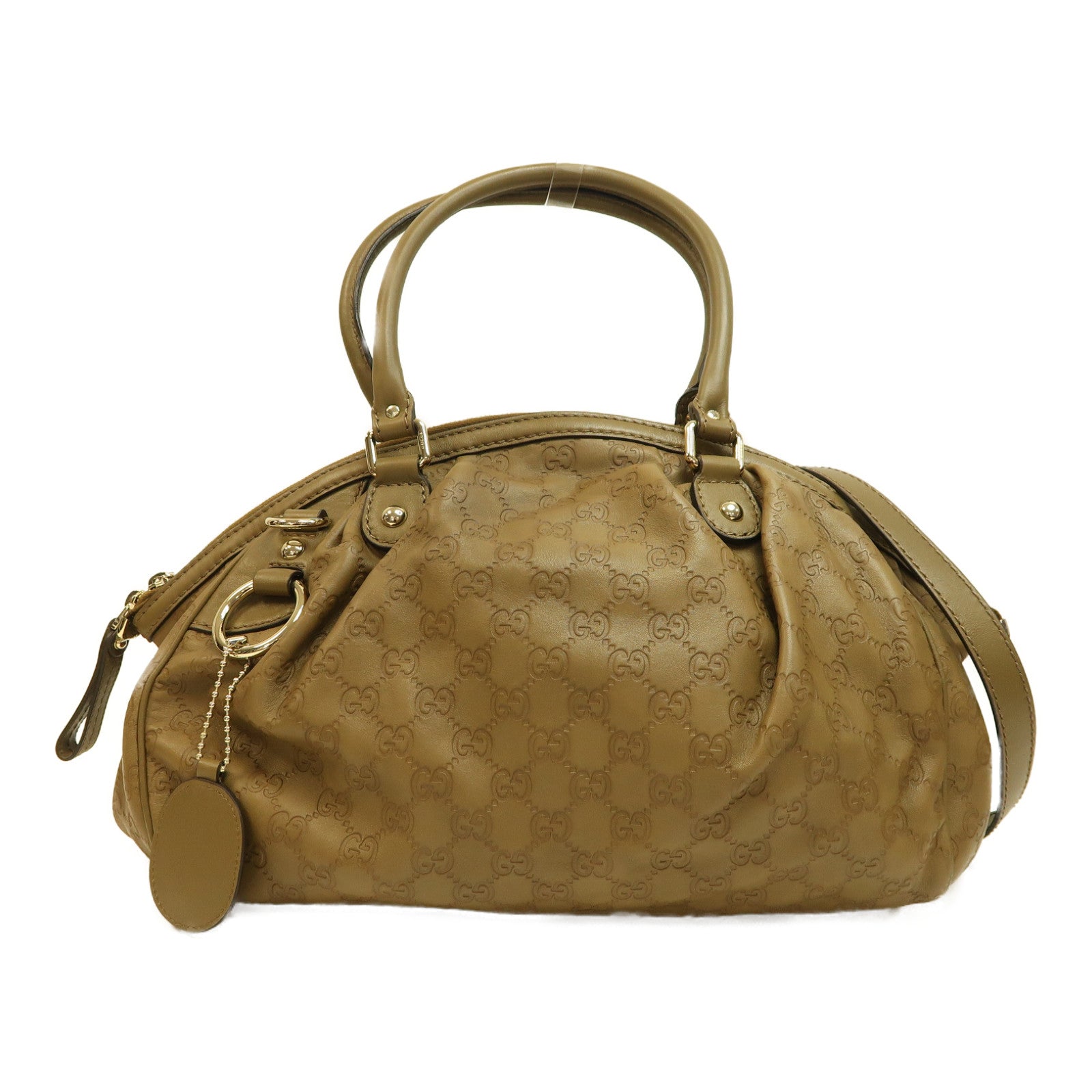 GUCCI 牛皮皮革Shoulder Bag金扣手挽肩背兩用袋啡色