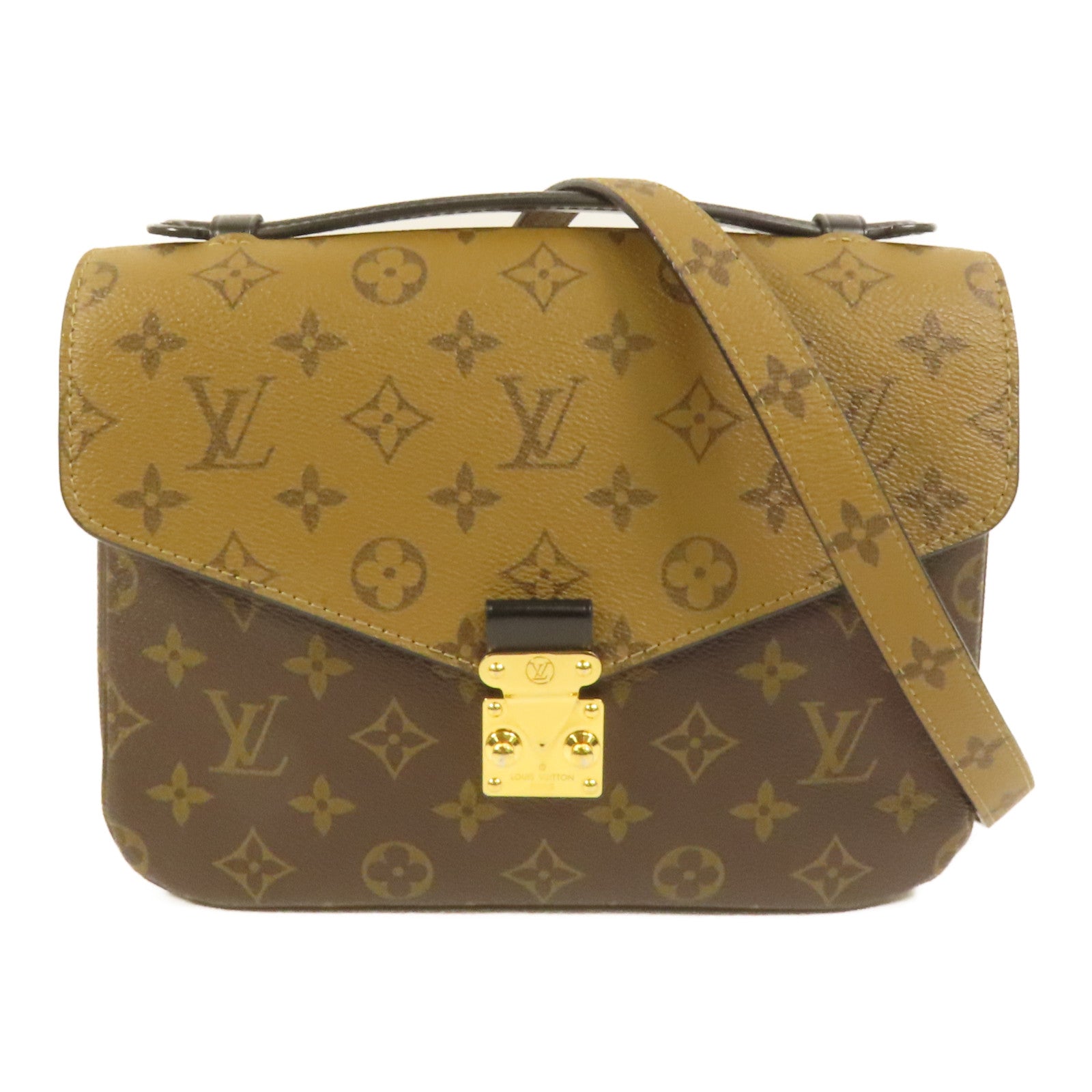 LOUIS VUITTON Monogram Reverse Pochette Metis金扣手挽肩背兩用袋