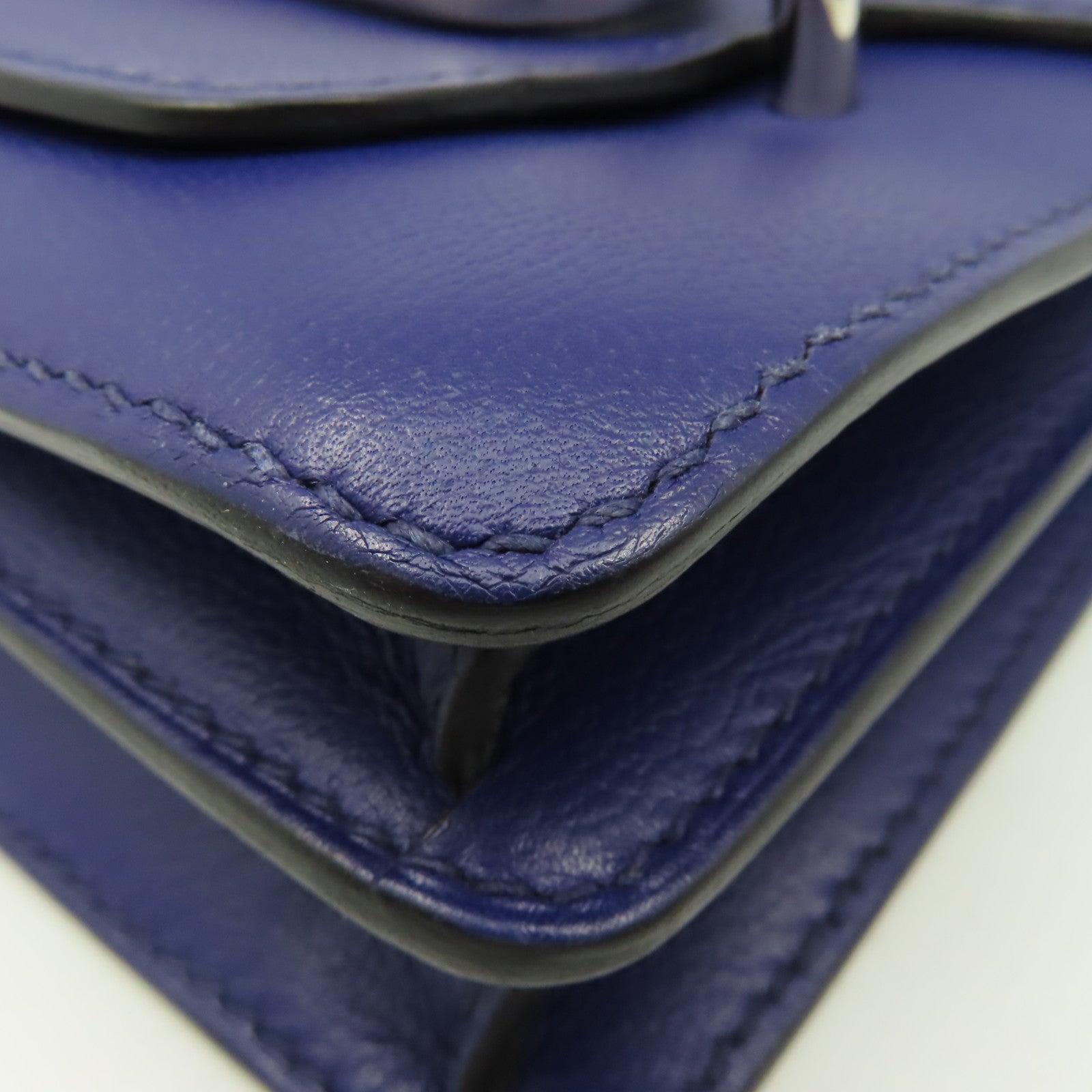 HERMES 【清倉大減價】Evercolor皮革Roulis 23 Shoulder Bag銀扣肩背袋藍色