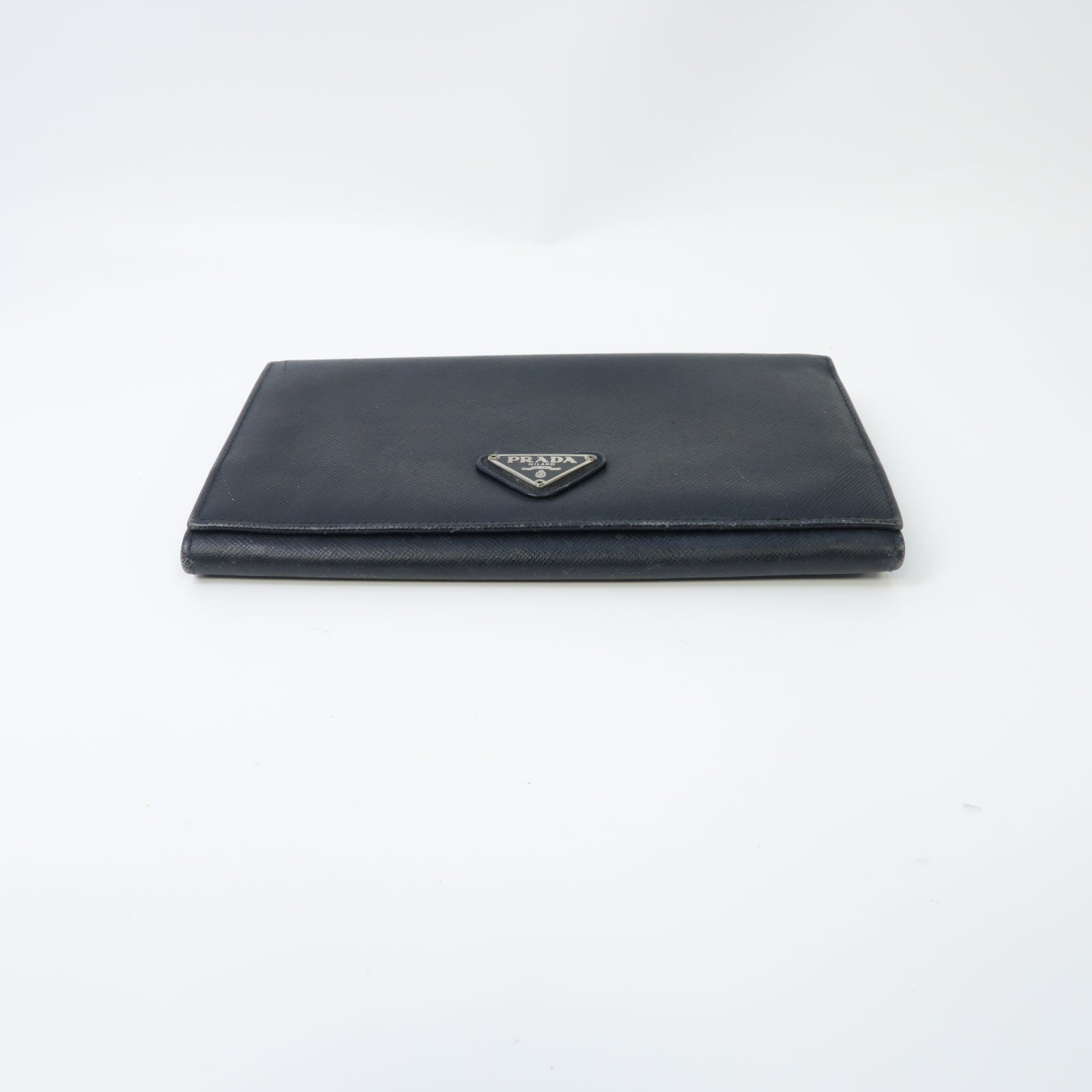 PRADA 【激減優惠】Saffiano皮革Long Wallet銀扣長錢包黒色